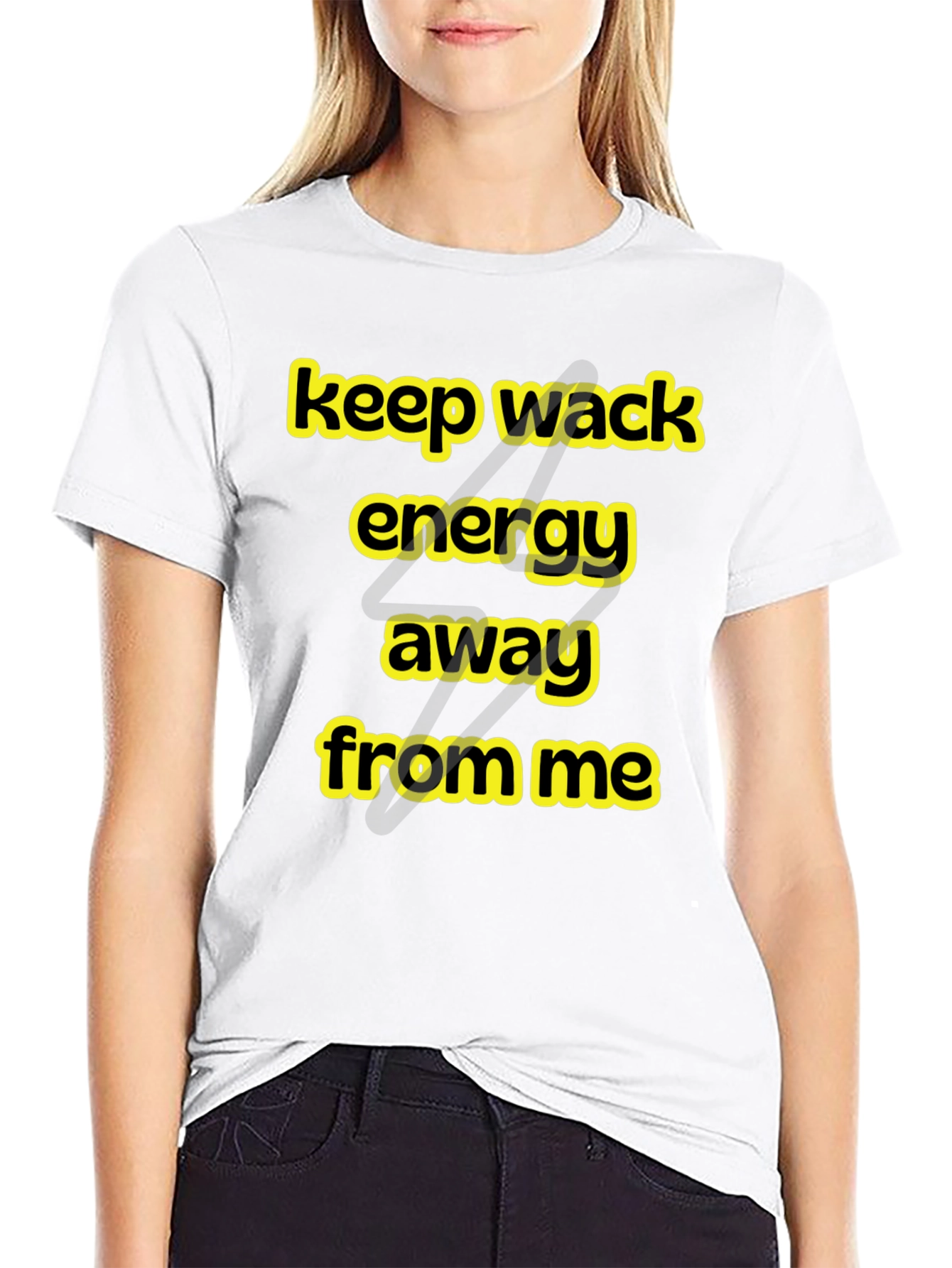 Black Keep Wack Energy Away Black Graphic Tee view 9