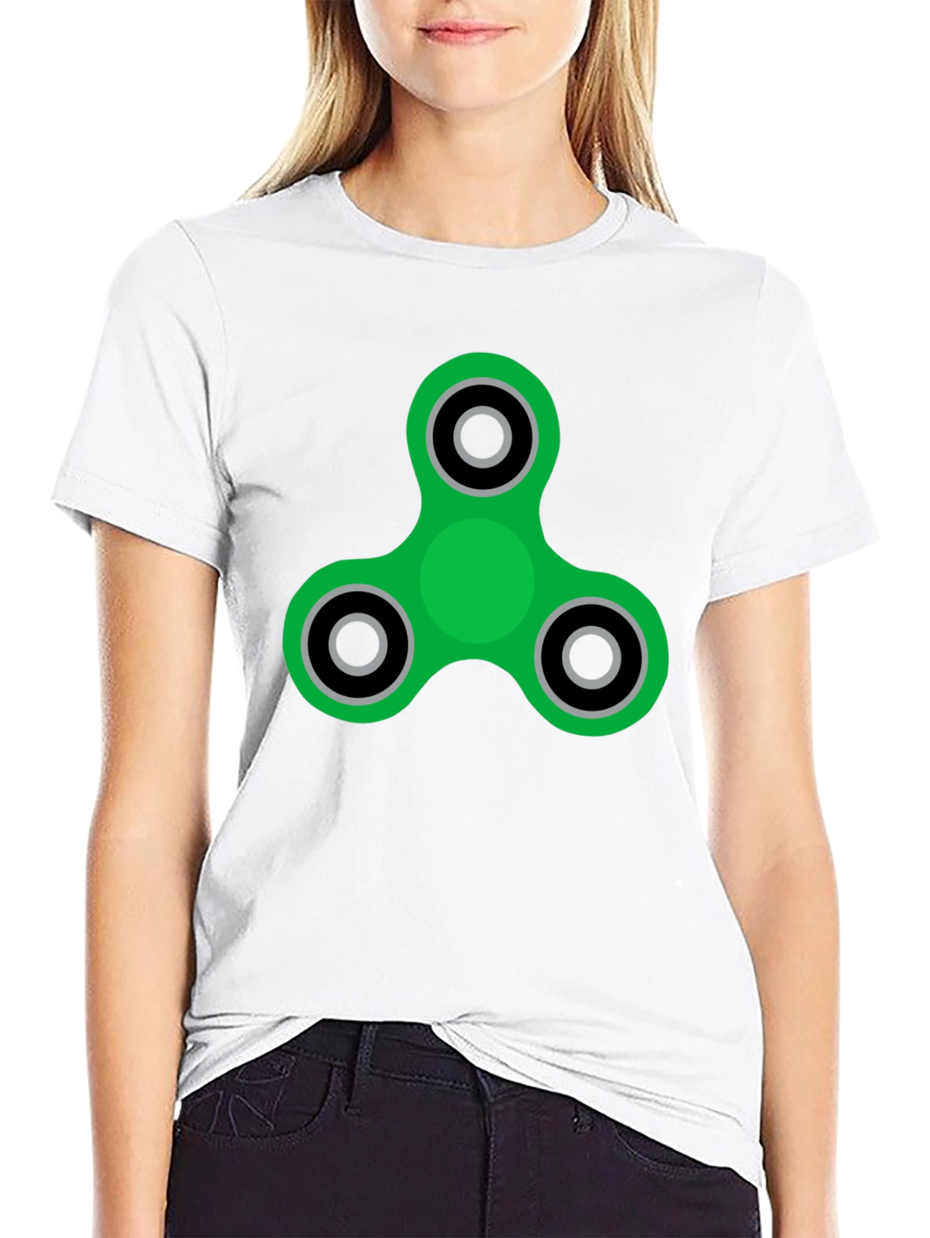 Black Fidget Spinner Graphic Tee - Black Cotton Blend view 9