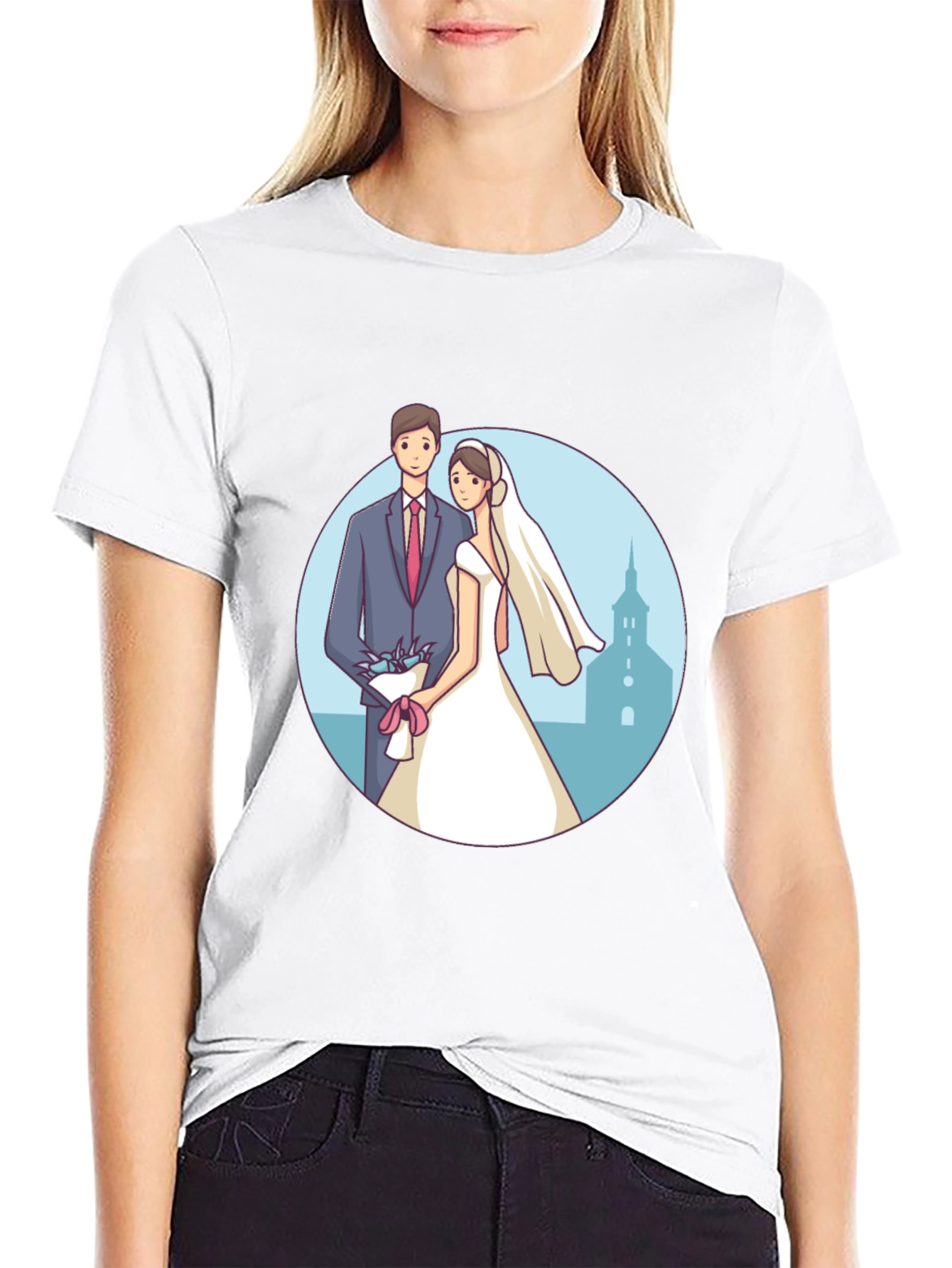Wedding Couple Graphic Tee - Romantic Black T-Shirt - 9
