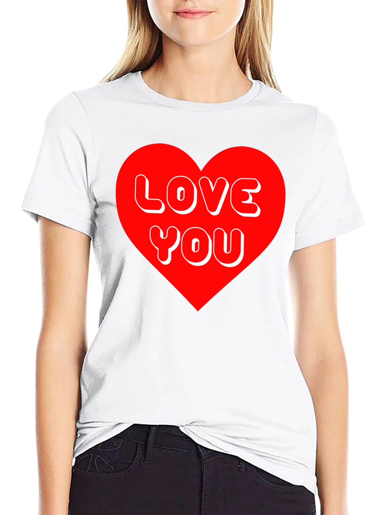 Black Love You Heart Graphic Tee - Black view 9
