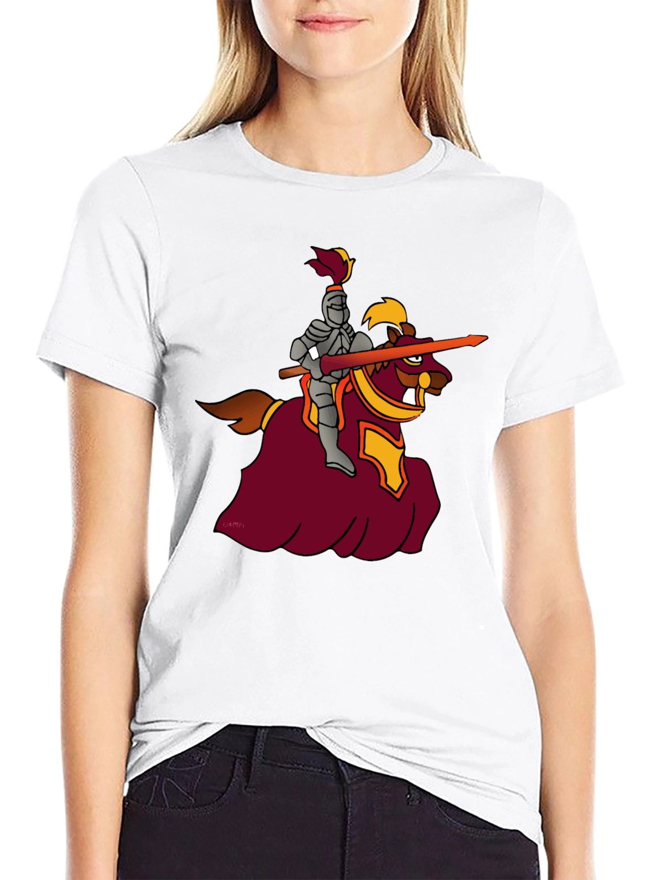 Black Knight on Horseback Graphic Black T-Shirt view 9