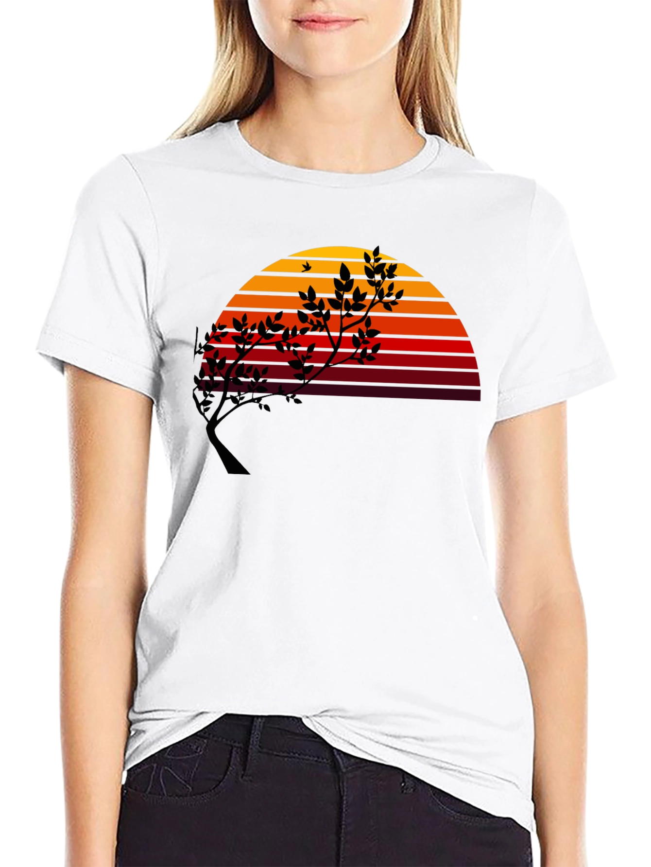 Black Sunset Tree Graphic Tee - Modern Stylish Comfort view 9