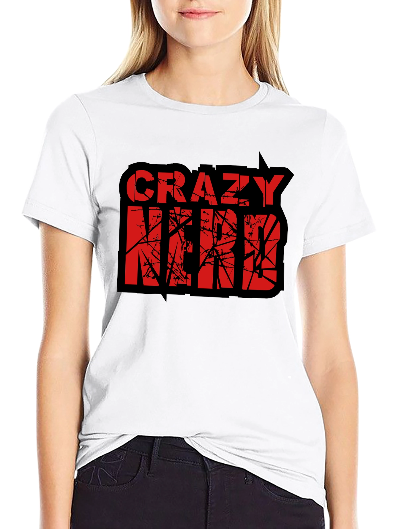 Black Crazy Nerd Graphic T-Shirt - Black Cotton Tee view 9