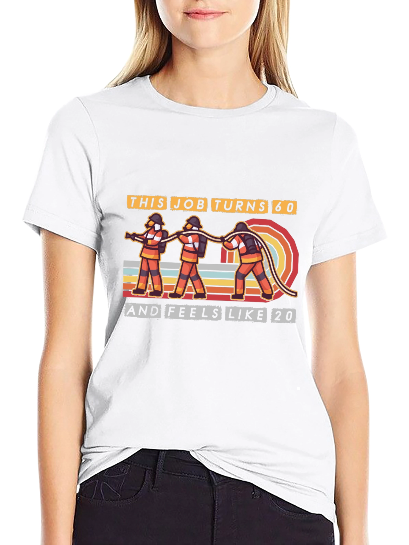 Black Firefighter 'This Job Turns 60' Graphic T-Shirt view 9