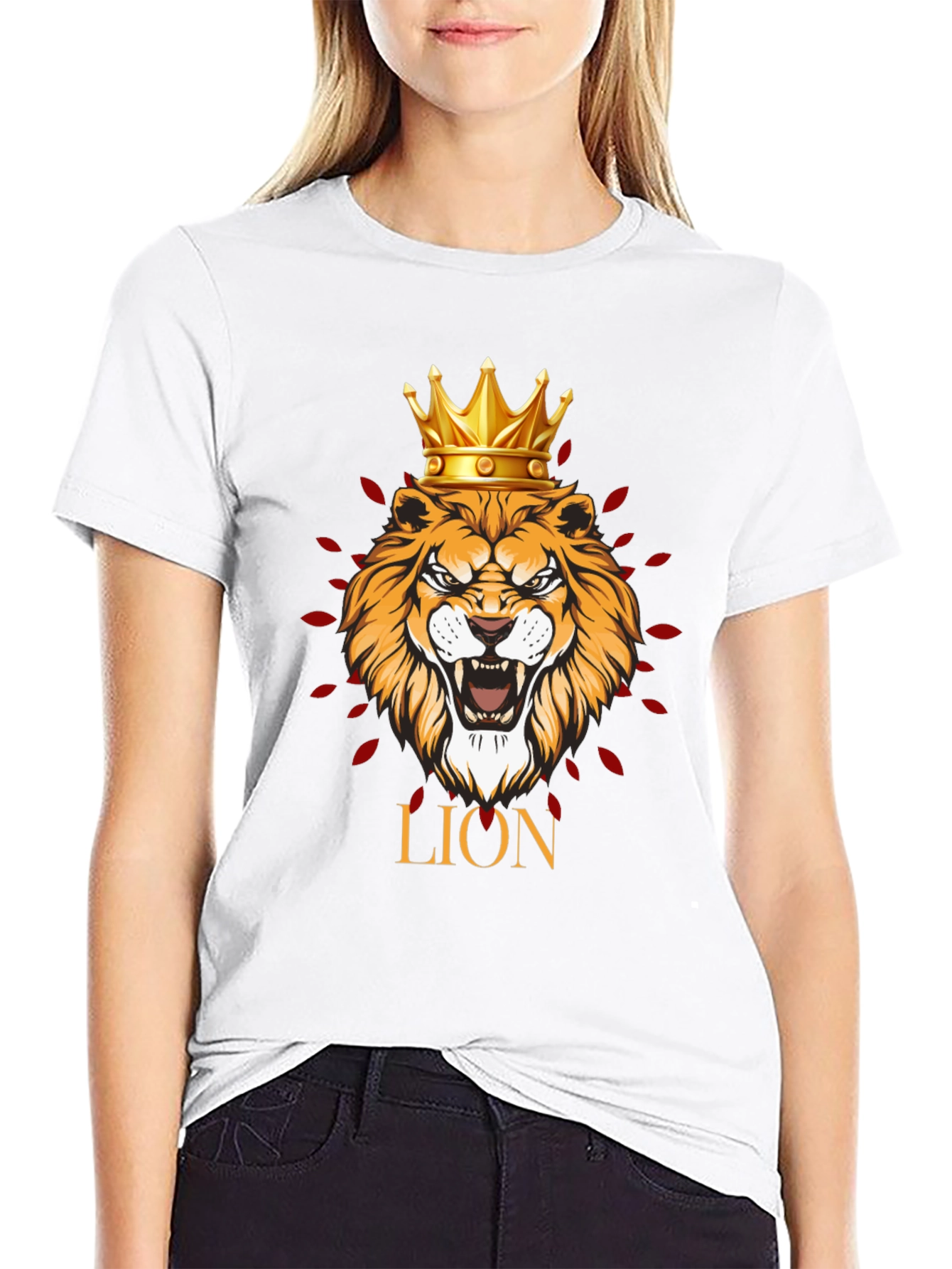 Black Lion King Graphic Print Men's Black T-Shirt view 9