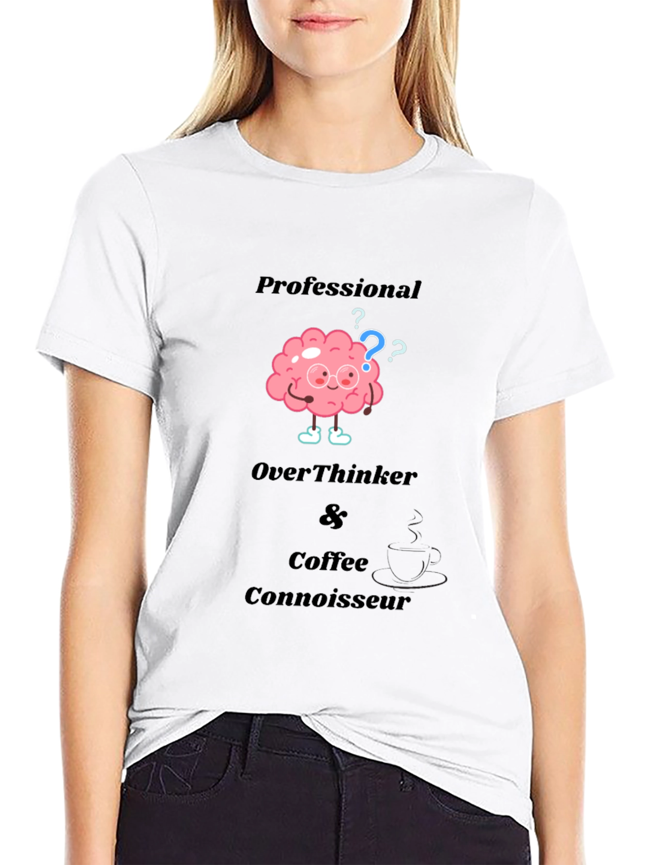 Black Professional Overthinker & Coffee Connoisseur T-Shirt view 9
