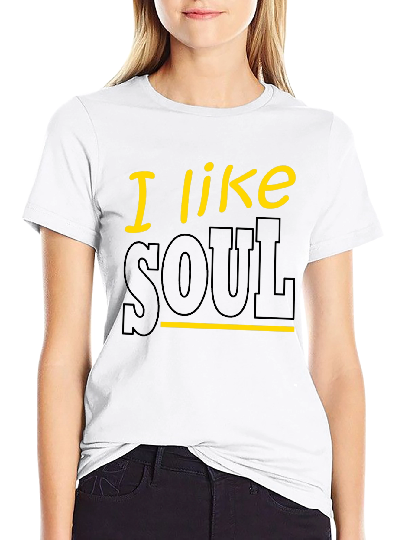 Black I Like Soul Graphic Tee - Black Cotton T-Shirt view 9