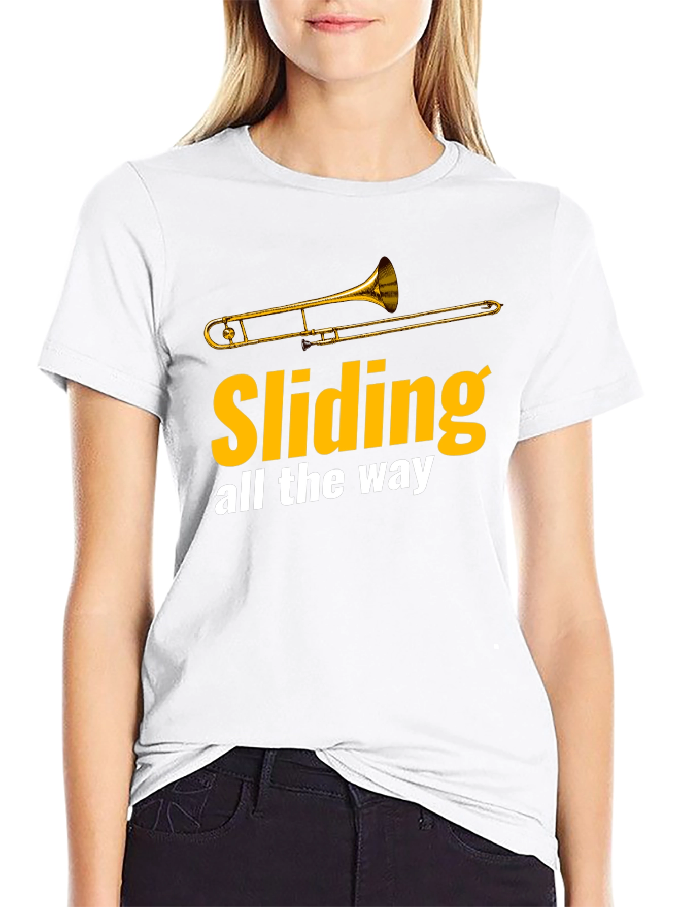 Black Sliding All The Way Trombone T-Shirt view 9