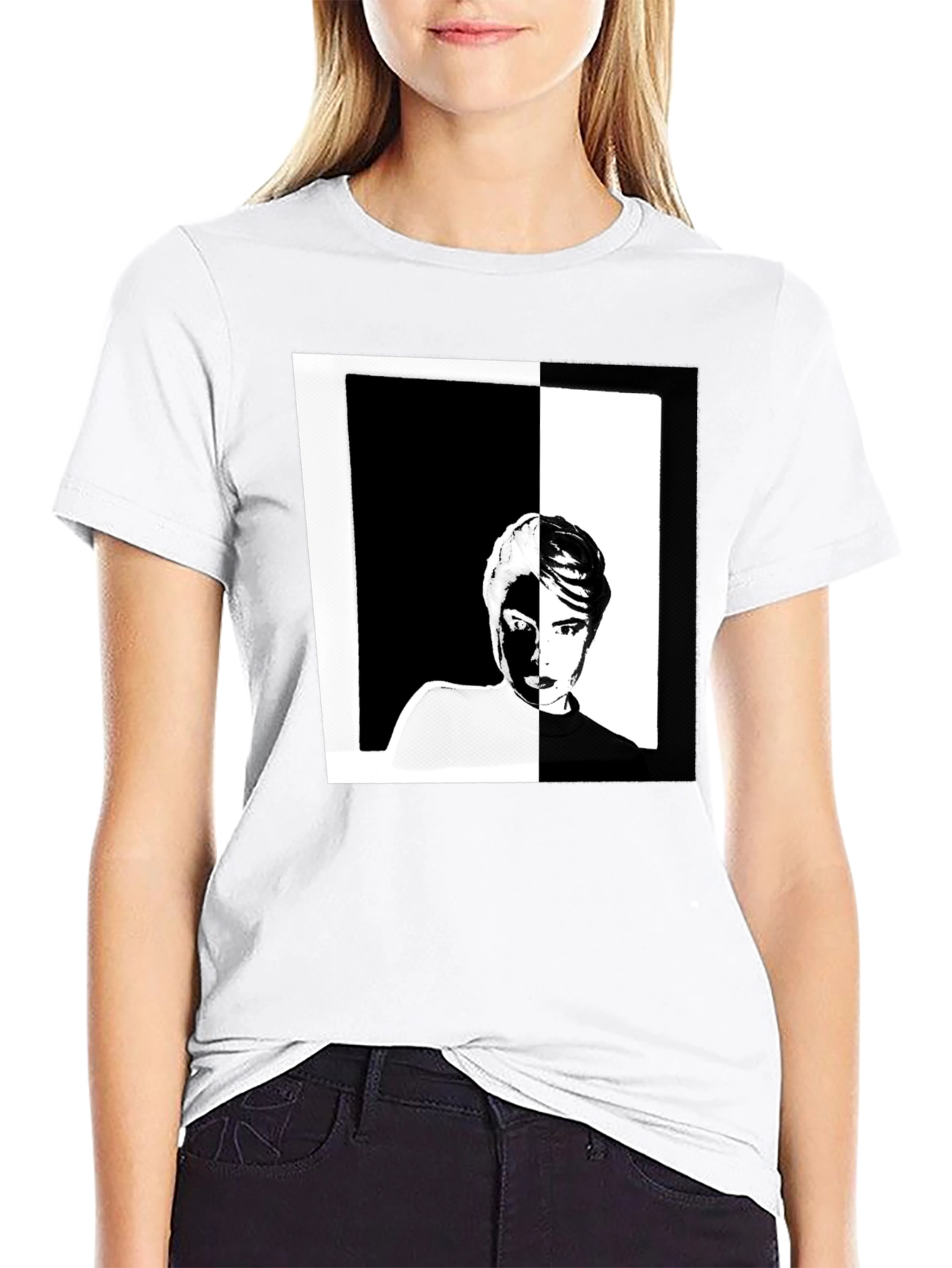 Black Abstract Face Graphic Black T-Shirt view 9