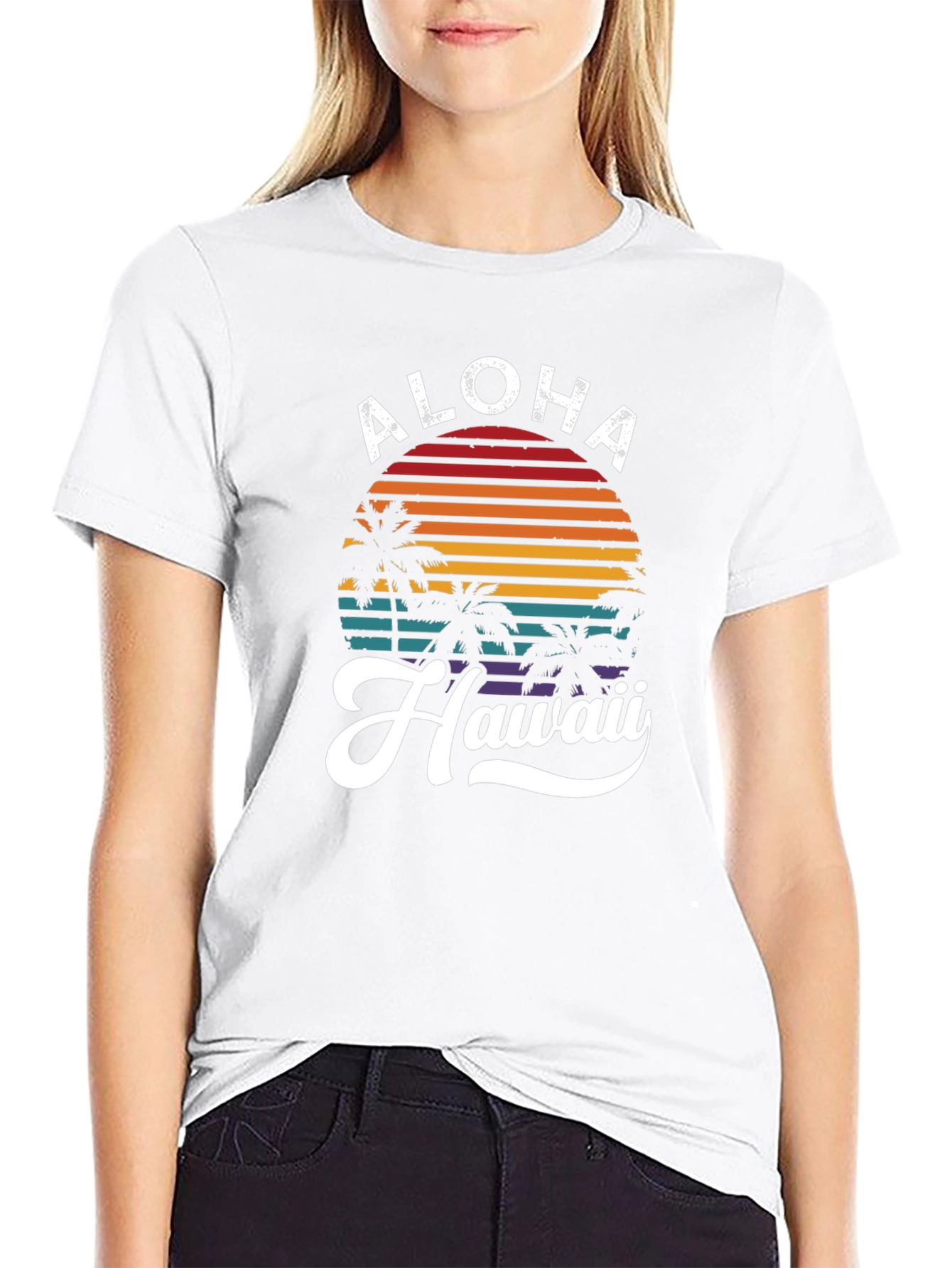 Black Aloha Hawaii Graphic T-Shirt - Tropical Retro Design view 9