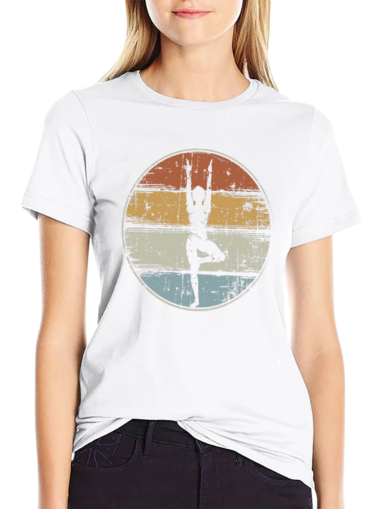Black Yoga Silhouette Graphic Tee - Vintage Style view 9