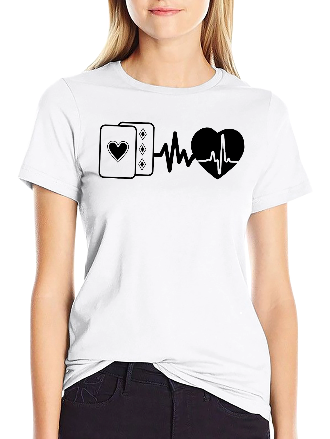 Black Poker Heartbeat T-Shirt - Ace Your Style! view 9