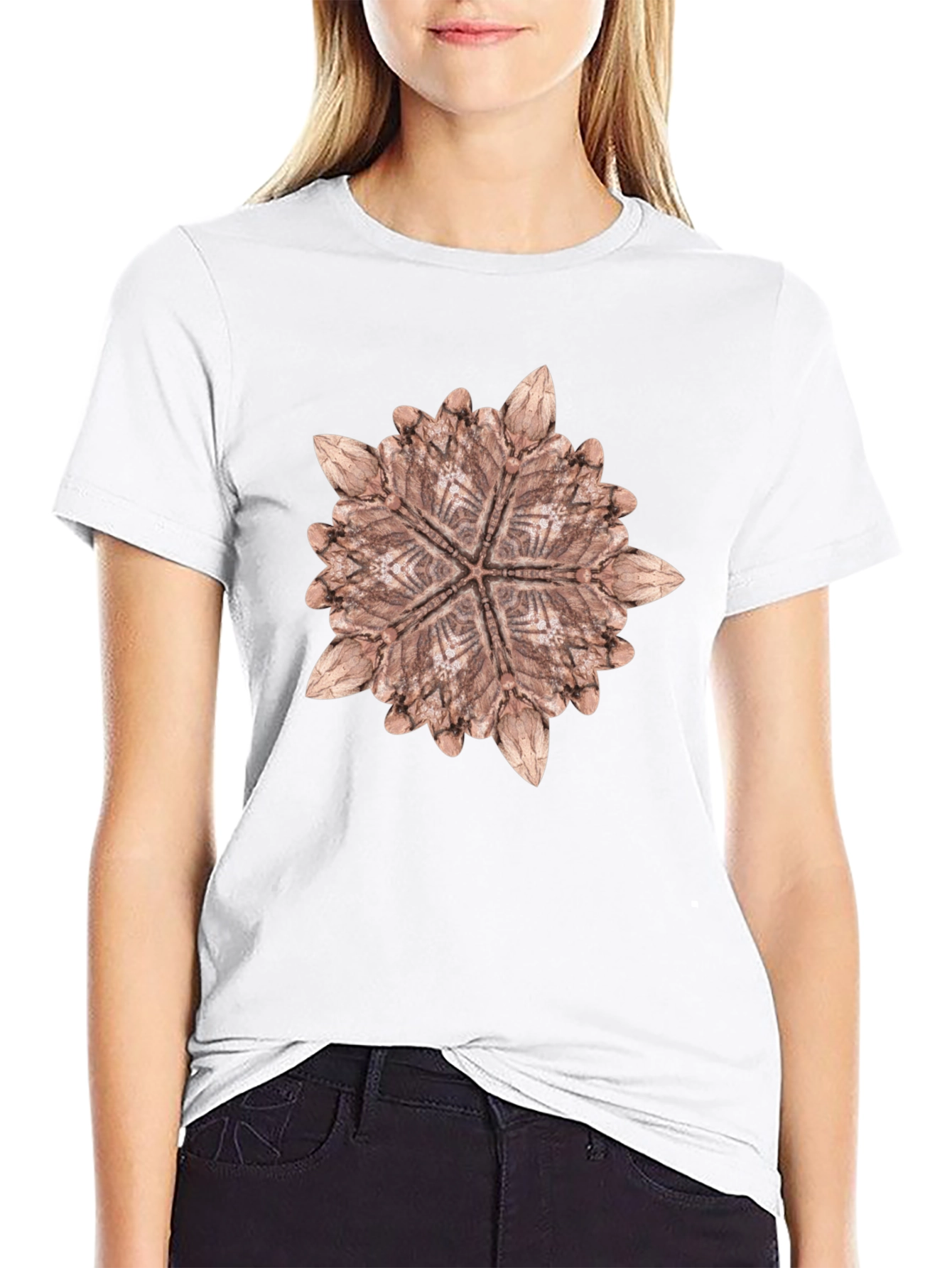 Black Abstract Radial Pattern Black T-Shirt view 9
