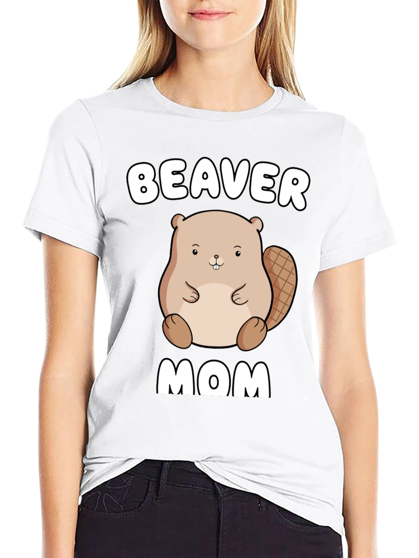 Black Beaver Mom Graphic Tee - Unisex Cotton T-Shirt view 9