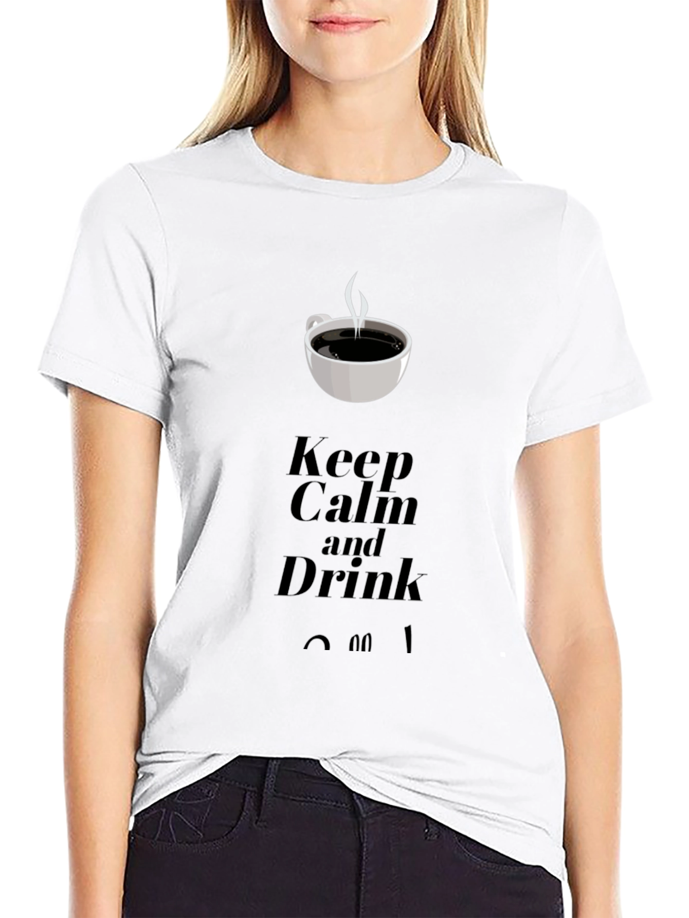 Black Keep Calm and Drink Coffee Graphic T-Shirt view 9
