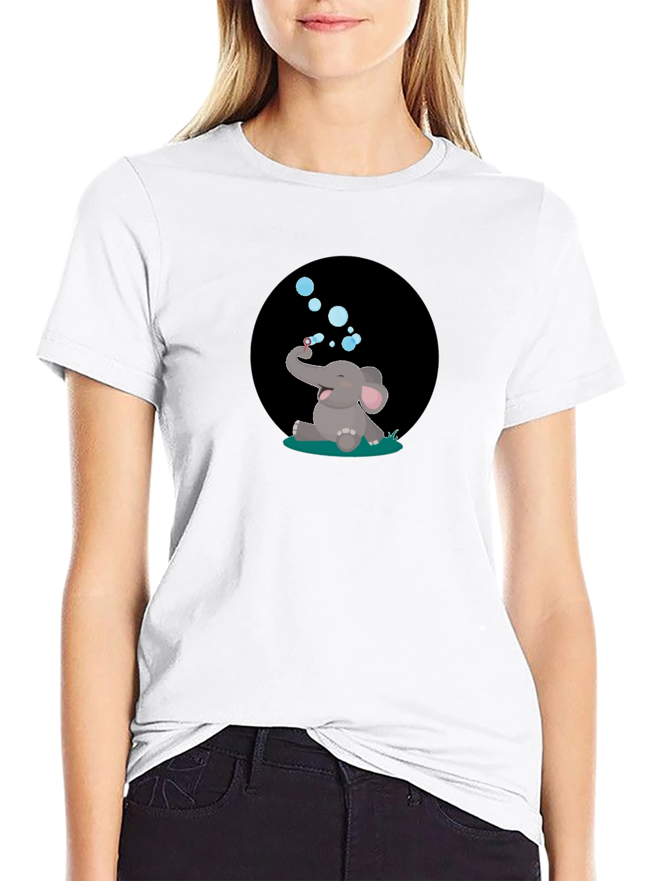 Black Elephant Bubbles Graphic Tee - Black T-Shirt view 9