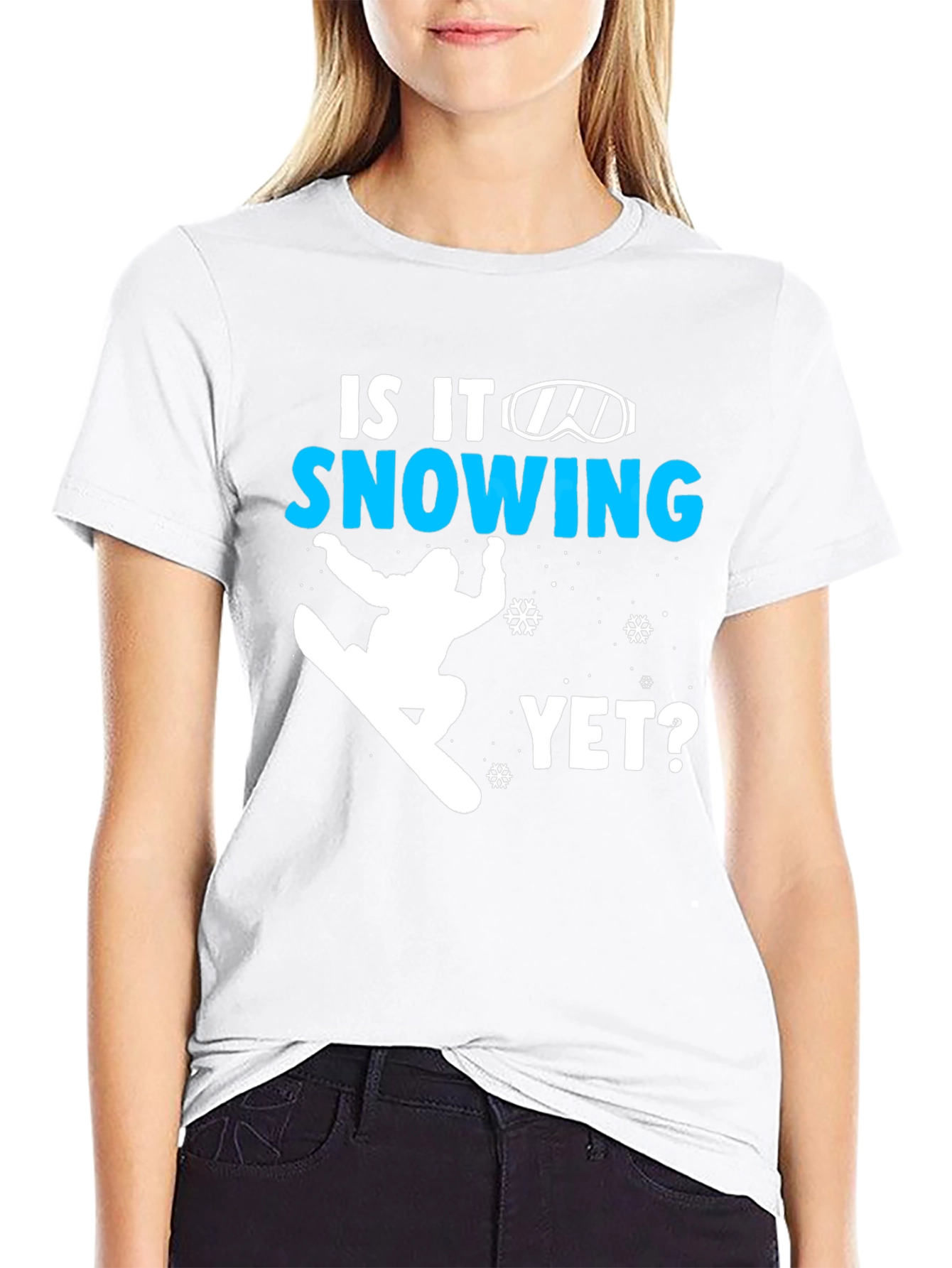 Black Snowboarding T-Shirt - Is It Snowing Yet? view 9