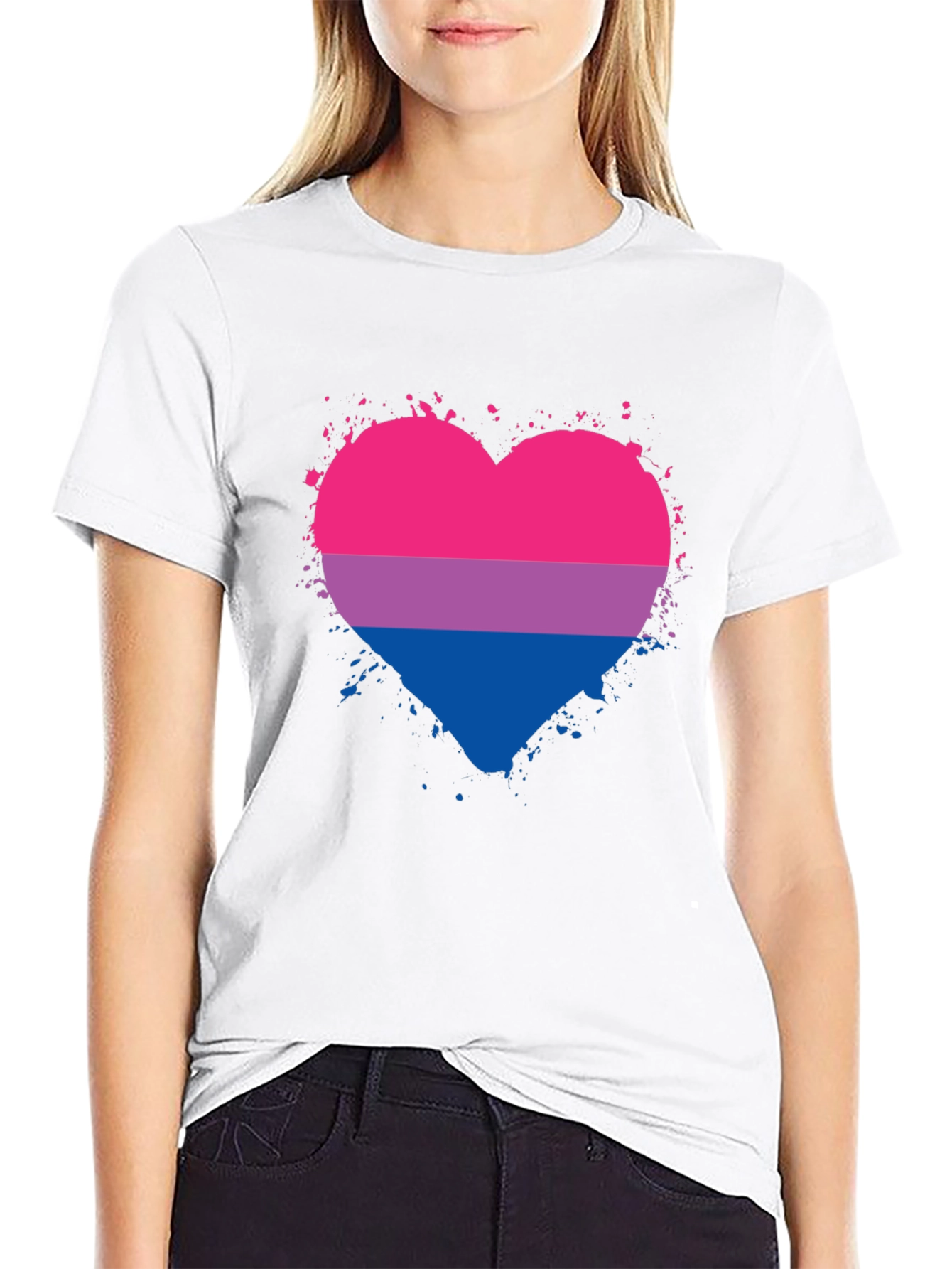 Black Bisexual Pride Heart Graphic T-Shirt view 9