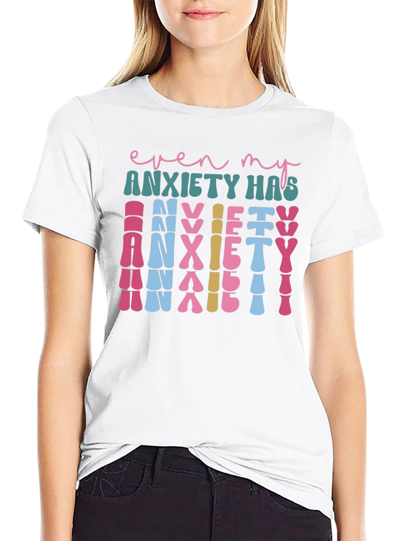Black Anxiety Graphic Tee - Unique Statement Shirt view 9