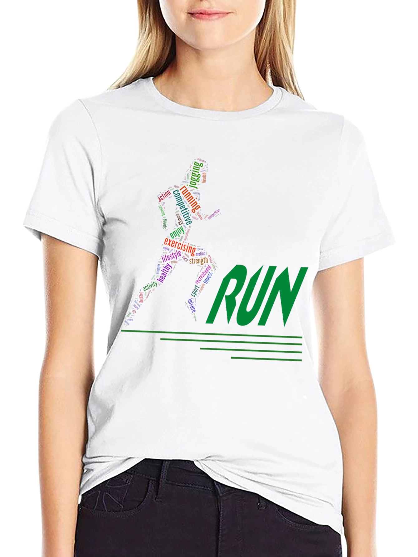 Black Run Word Art Graphic Tee view 9