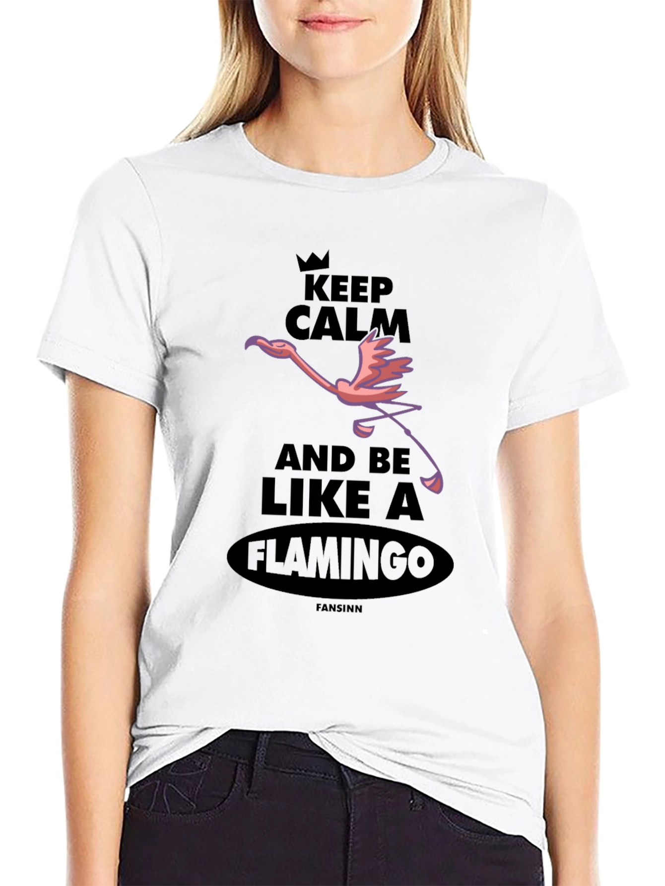 Black Keep Calm and Be Like A Flamingo T-Shirt view 9