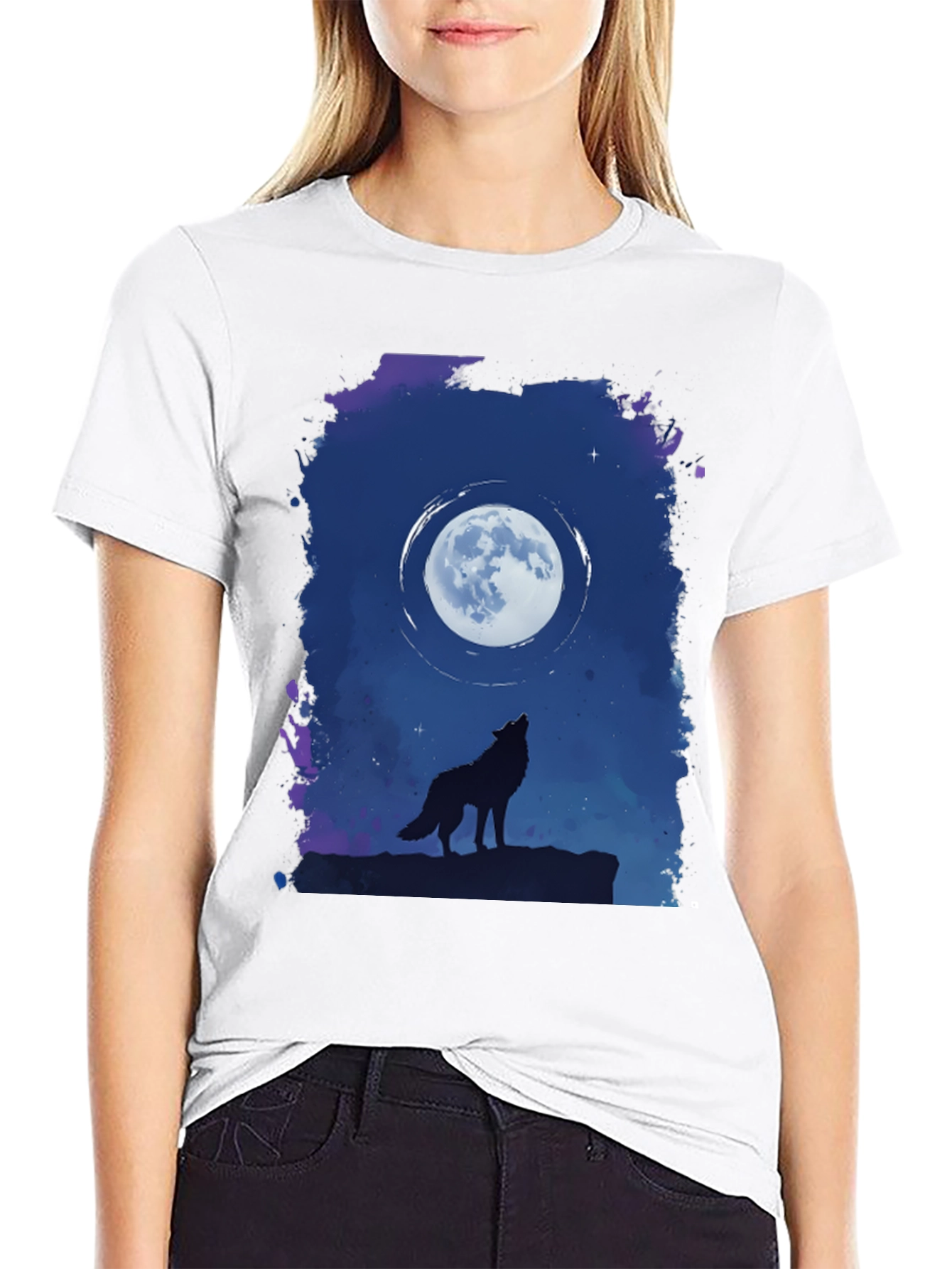Black Wolf Moon Graphic T-Shirt - Black view 9