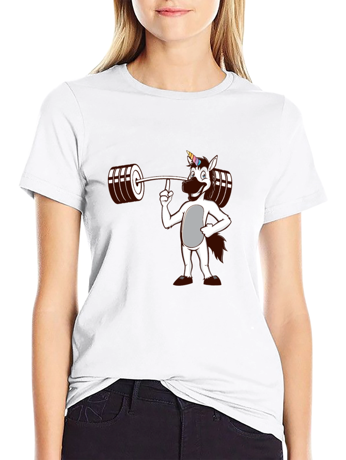 Black Unicorn Lifting Weights Graphic T-Shirt view 9