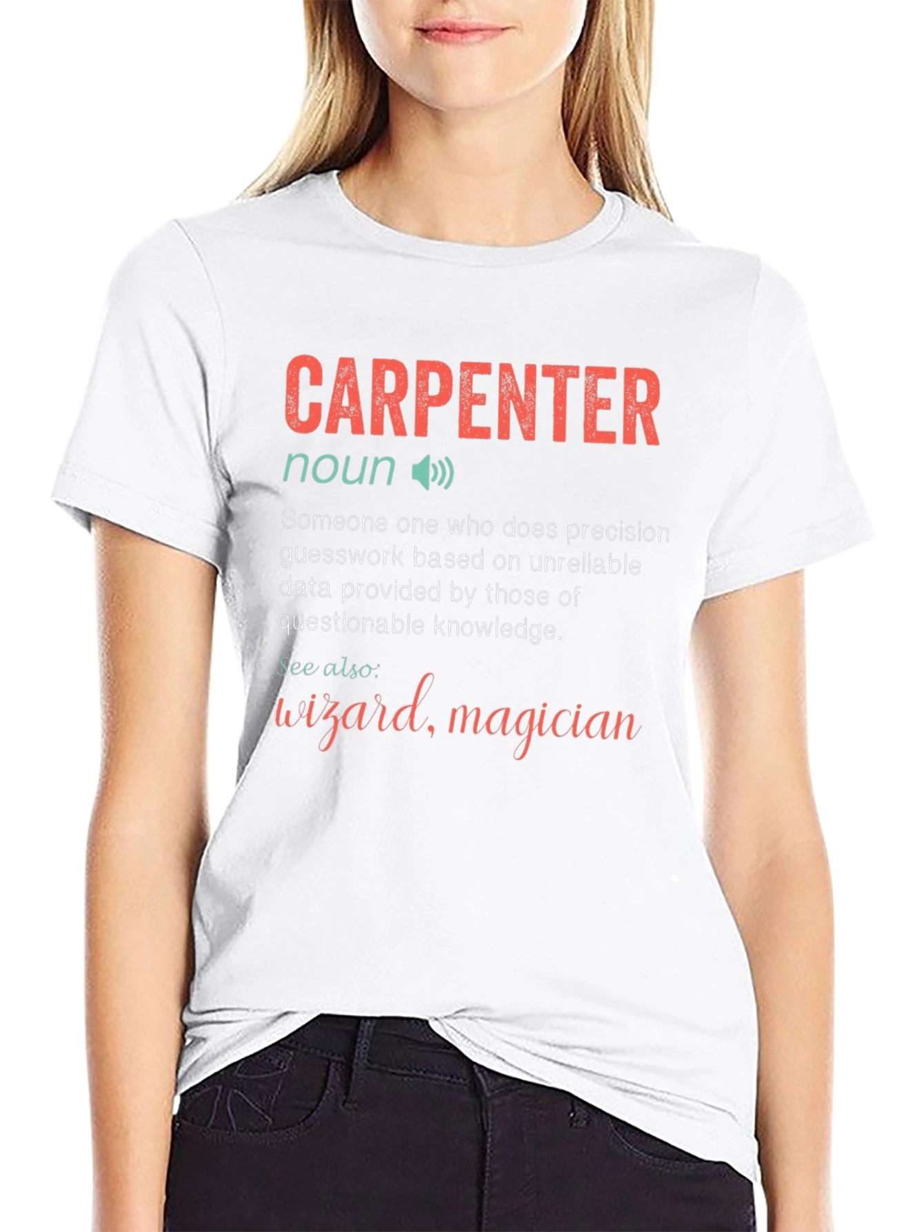Black Carpenter Definition Graphic Novelty T-Shirt view 9