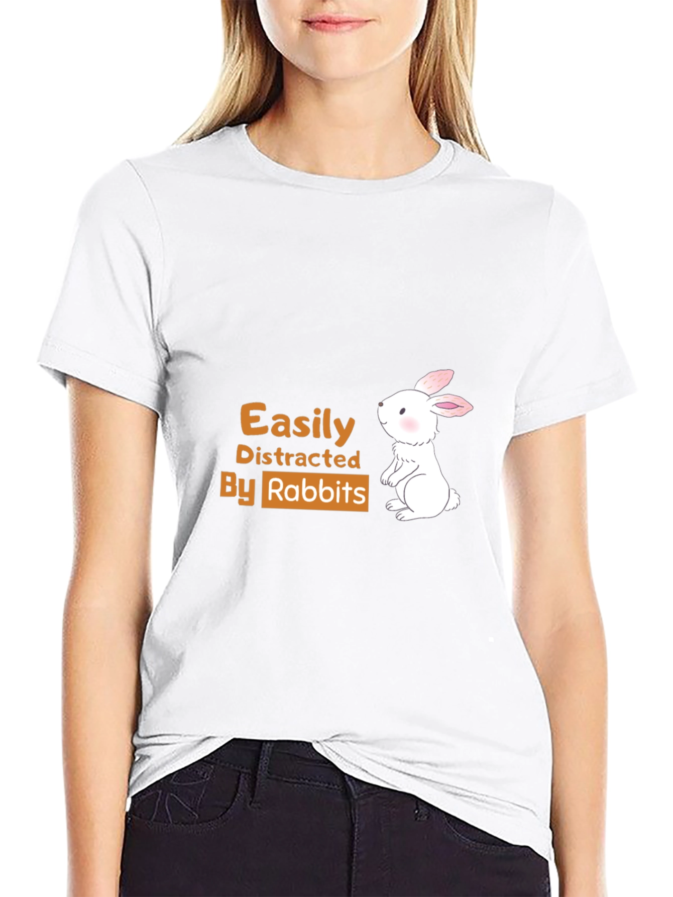 Black Easily Distracted By Rabbits T-Shirt view 9
