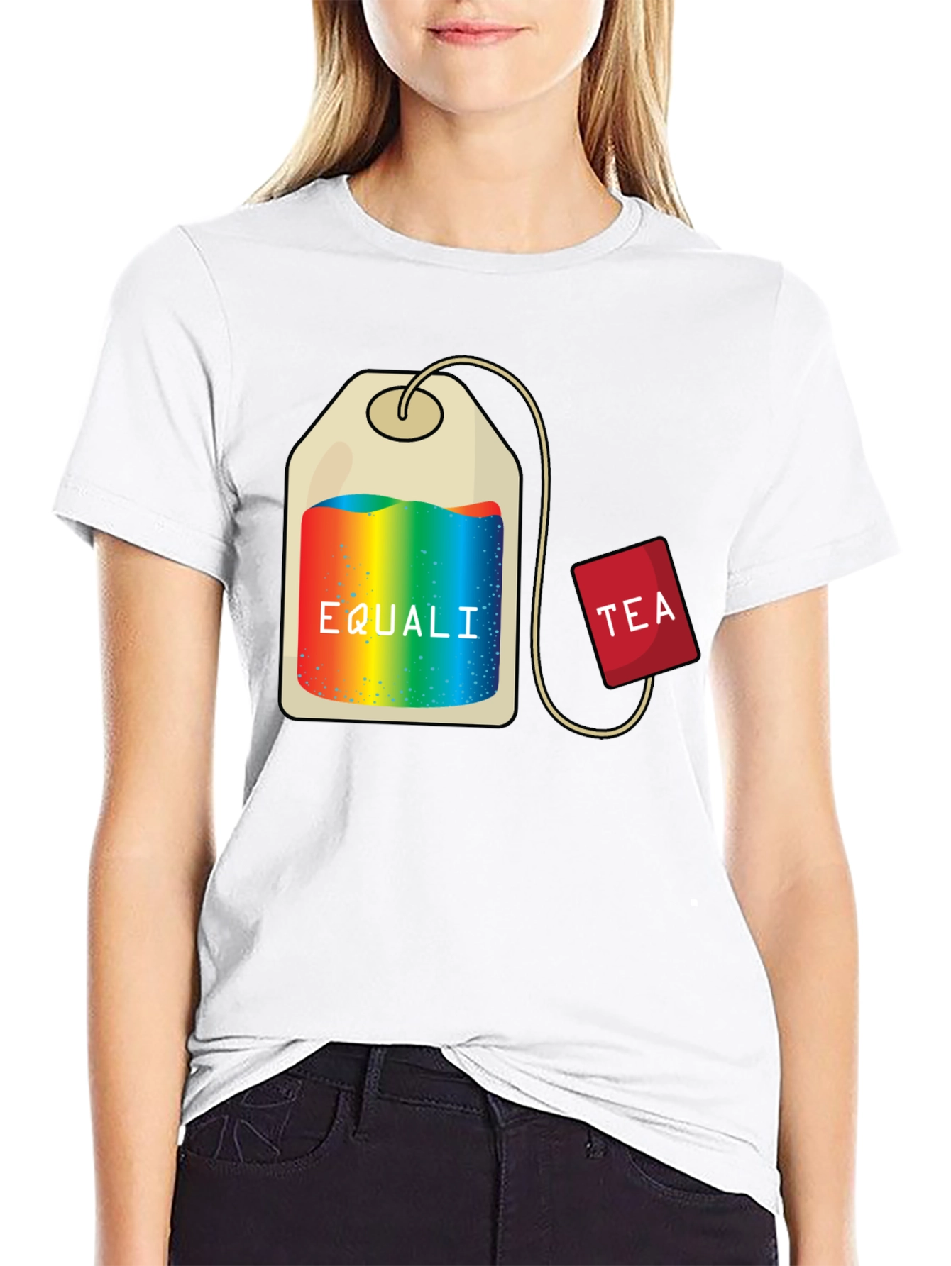 Black Equality Tea T-Shirt - Pride Rainbow Bag Tee view 9