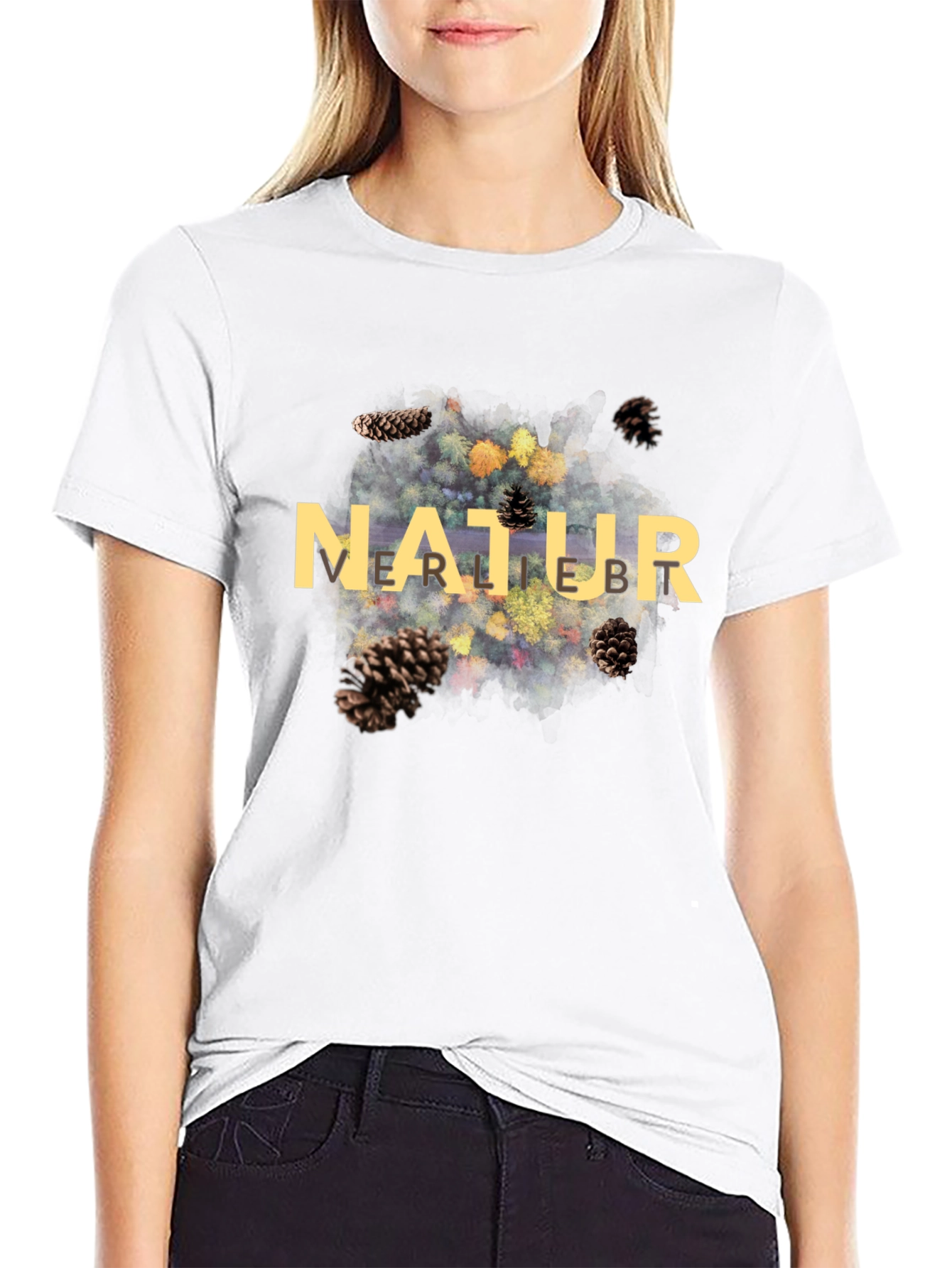 Black Natur Pine Cone Graphic Black T-Shirt view 9