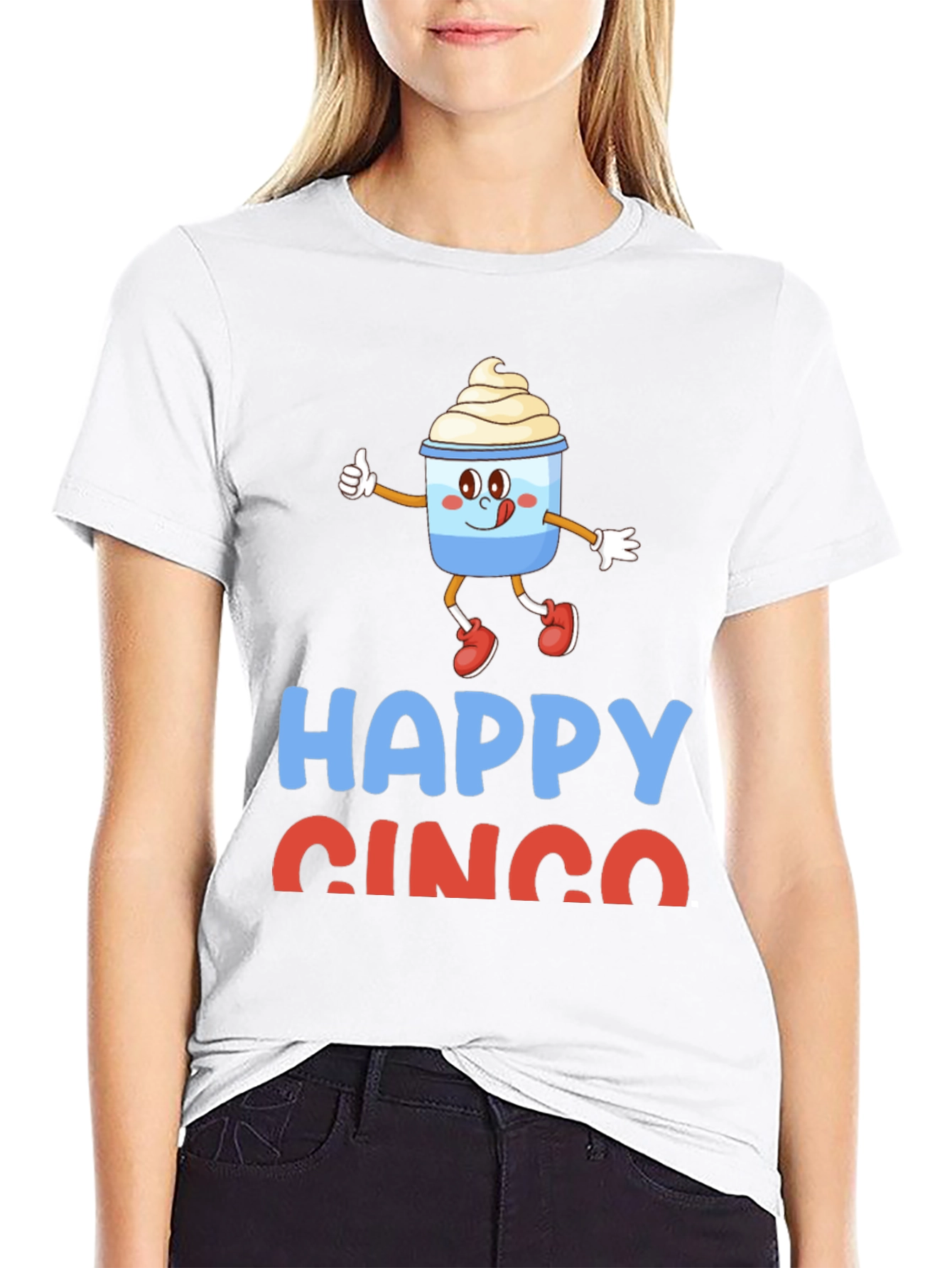 Black Happy Cinco Cartoon T-Shirt view 9