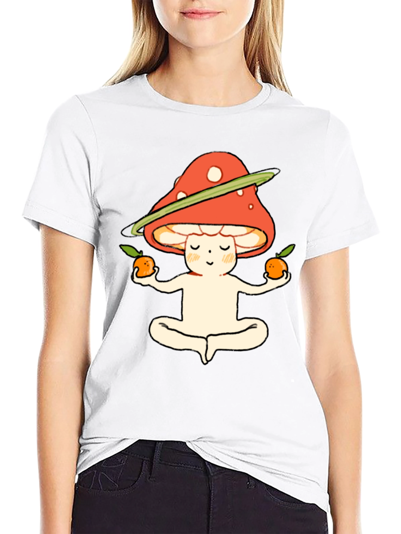 Black Meditating Mushroom T-Shirt view 9