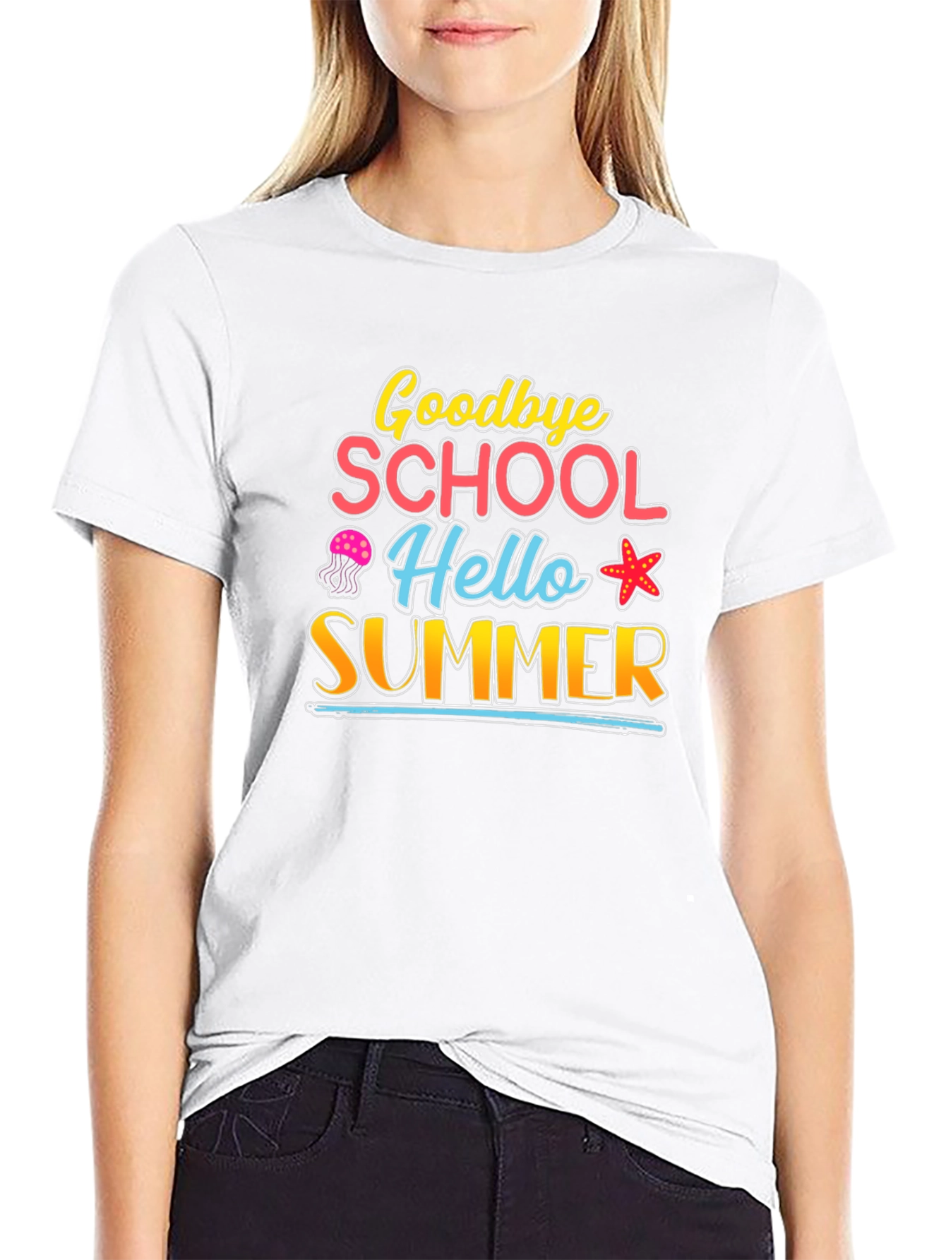 Black Goodbye School Hello Summer T-Shirt view 9