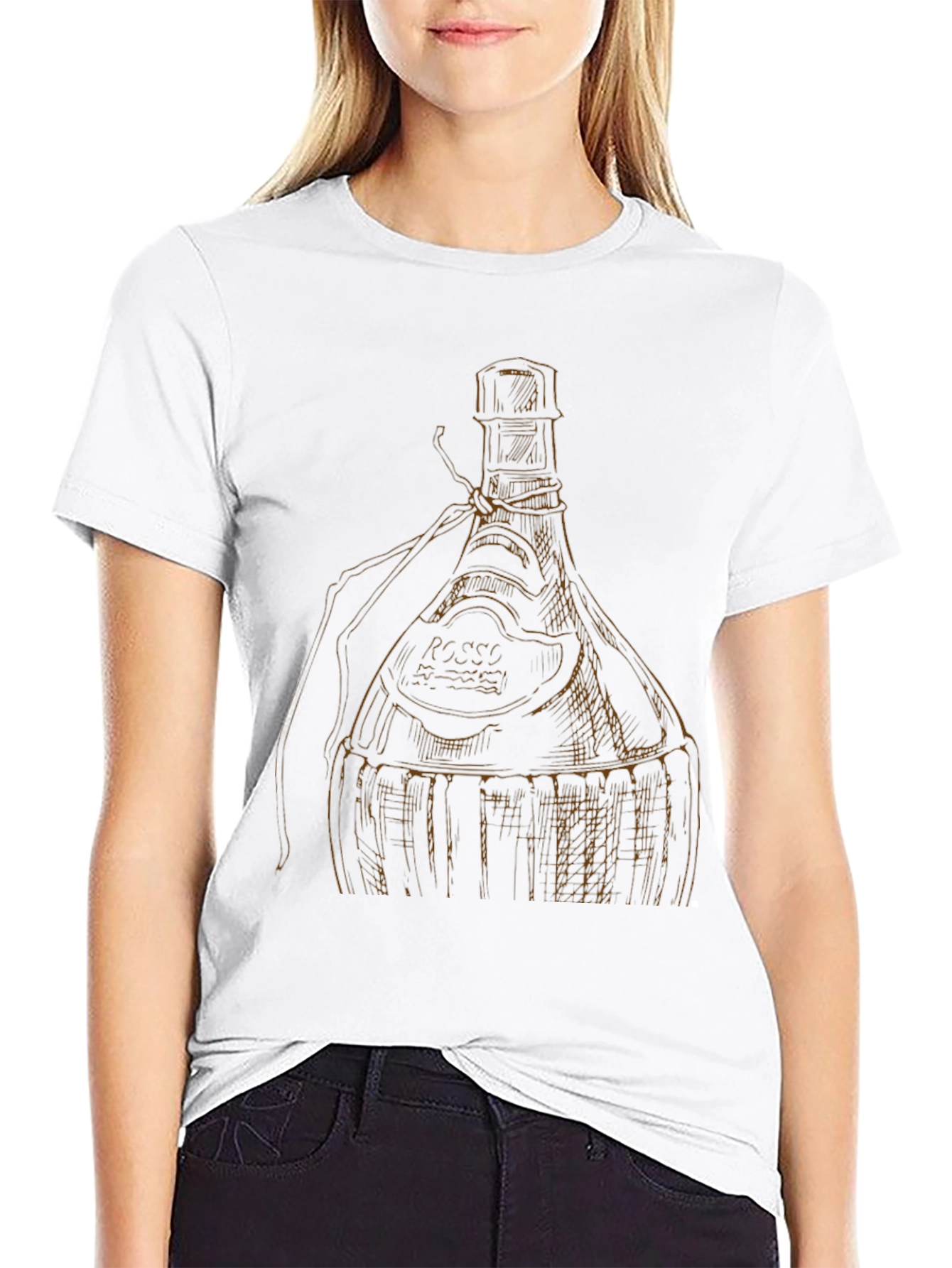 Black Wine Bottle Graphic Tee - Unique Design view 9