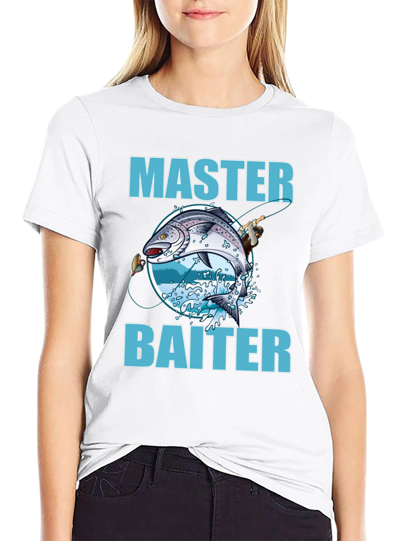 Black Master Baiter Fishing T-Shirt - Funny Fishing Tee view 9