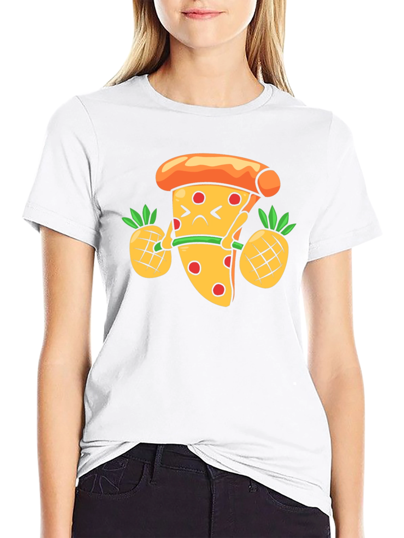 Black Pizza Lifting Pineapple Weights Funny T-Shirt view 9