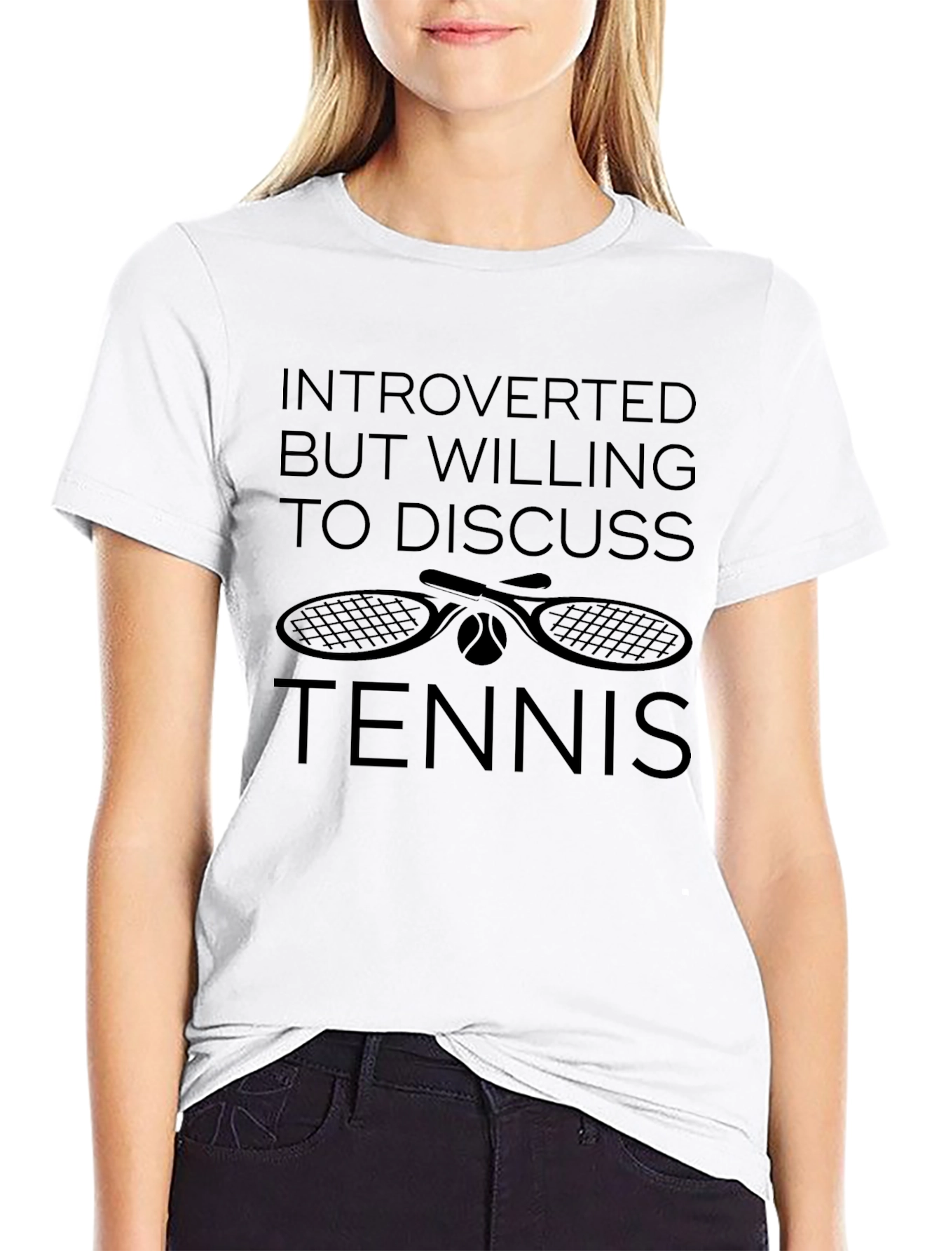 Black Introverted Tennis Lover Black Graphic T-Shirt view 9