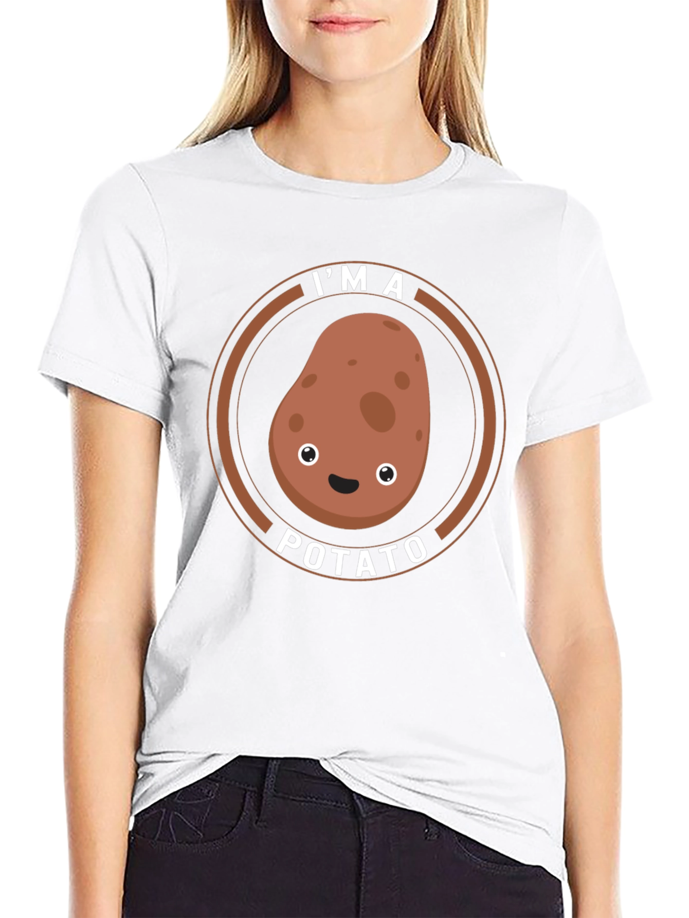 Black I'm A Potato Funny Graphic T-Shirt view 9
