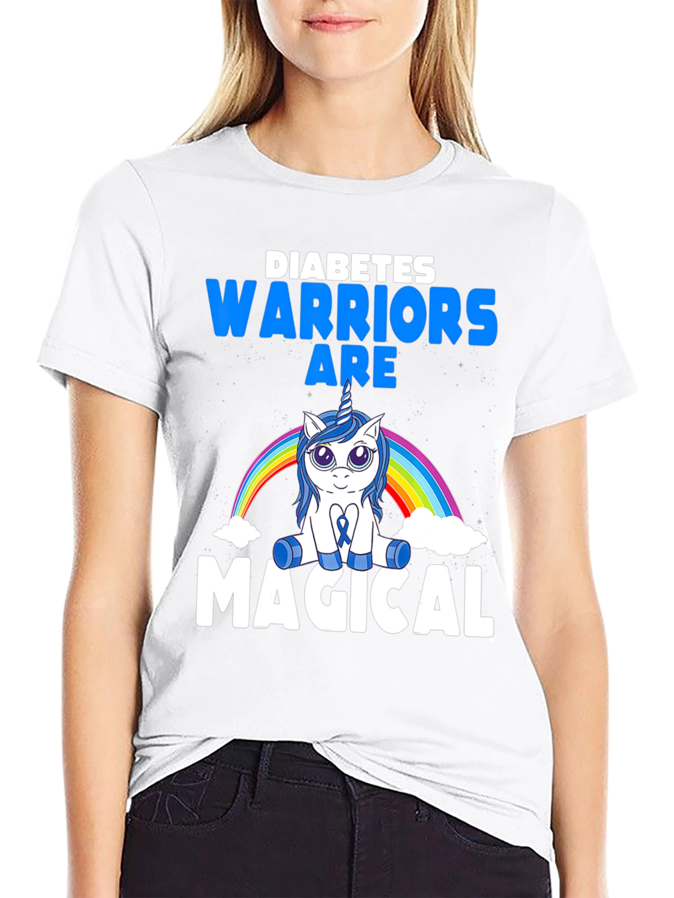 Black Diabetes Warrior Magical Unicorn T-Shirt view 9