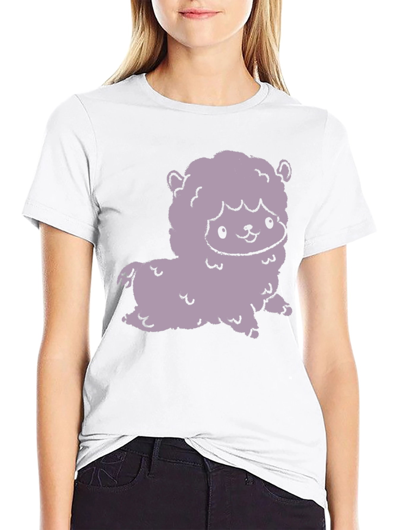 Black Cute Alpaca Graphic Tee - Stylish Black T-Shirt view 9