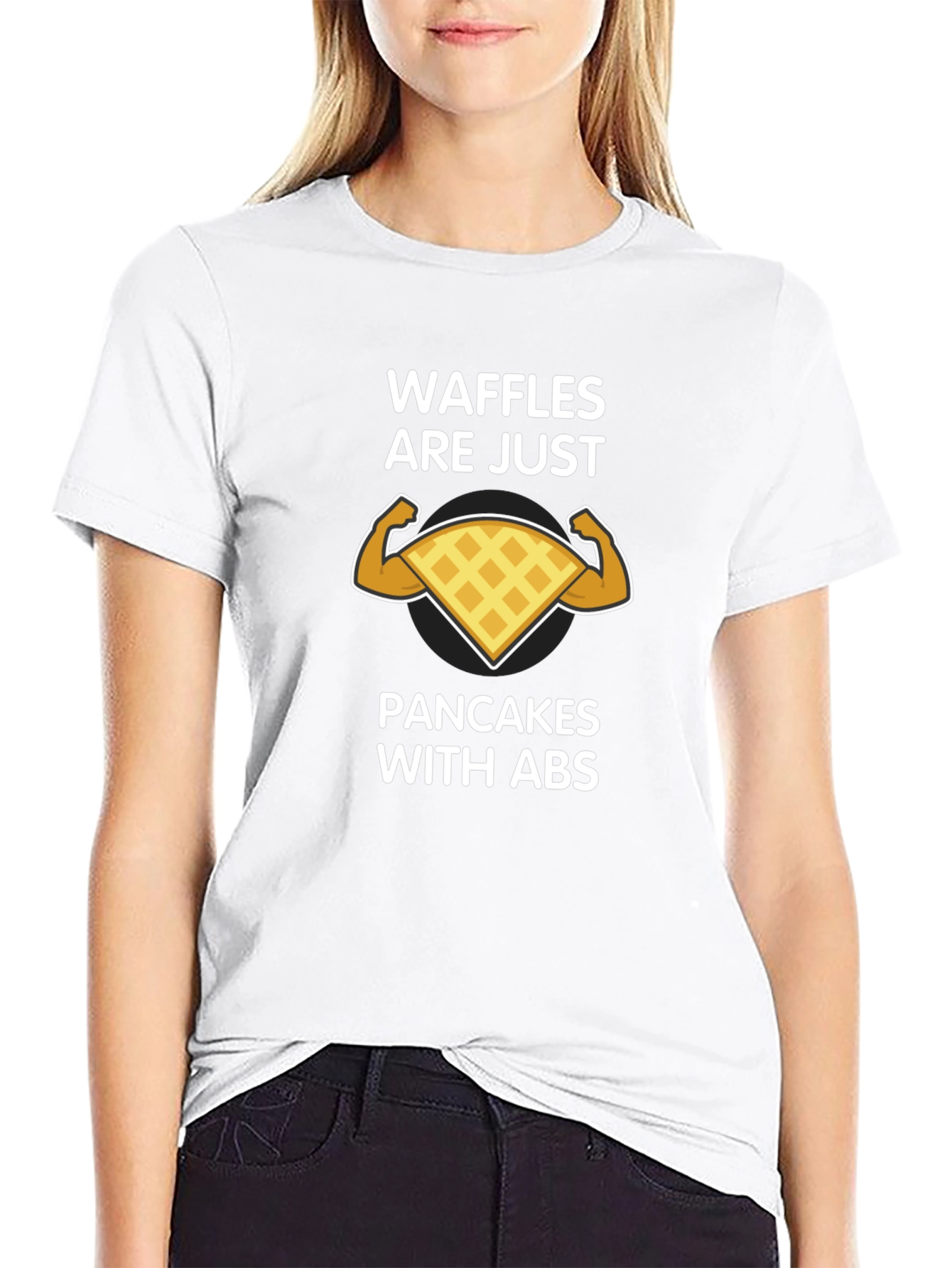 Black Waffles Are Just Pancakes With Abs Graphic T-Shirt view 9