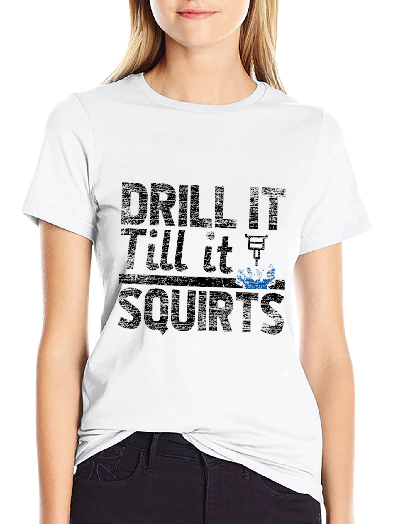 Black Drill It Till It Squirts Graphic T-Shirt view 9