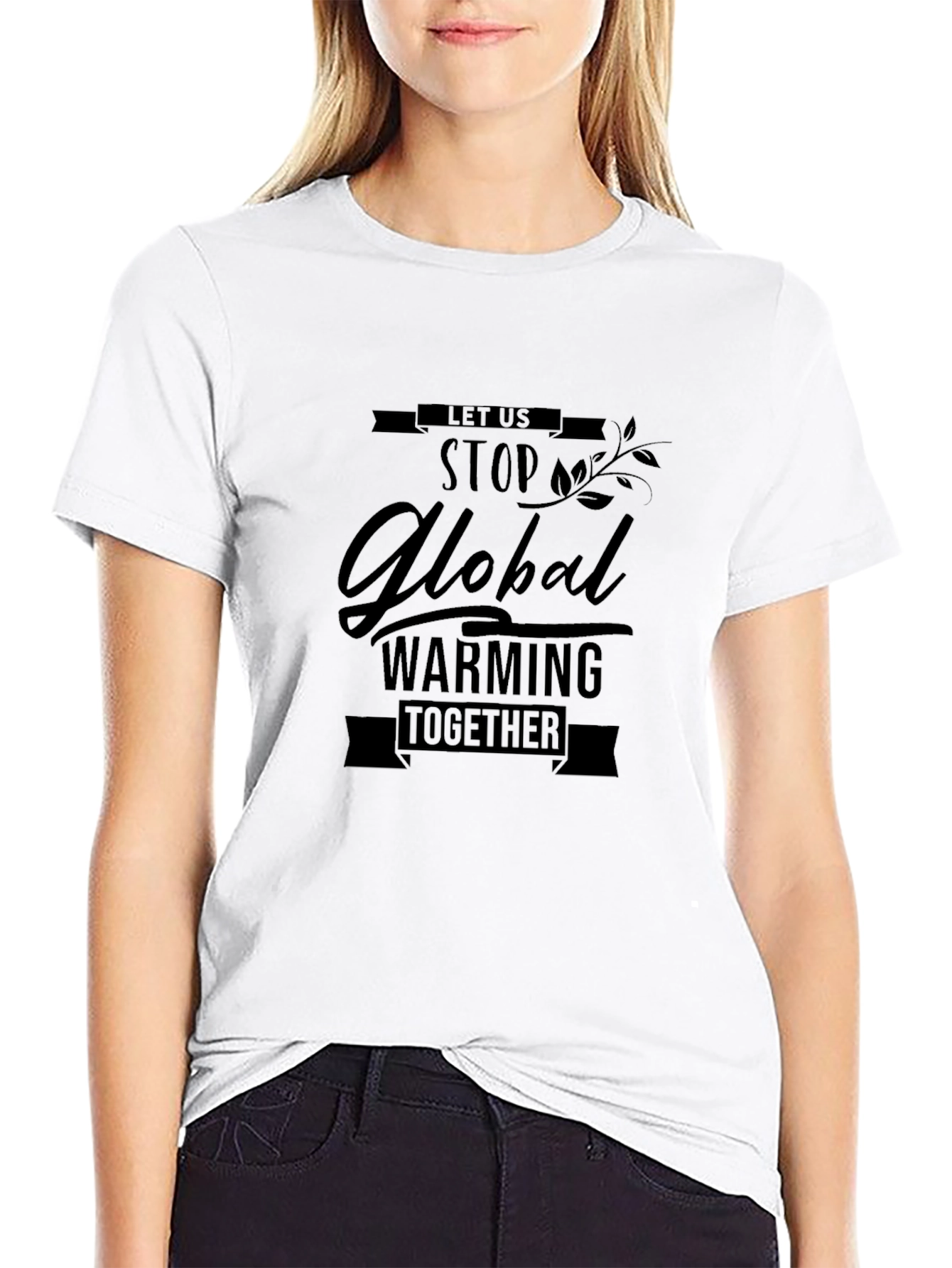 Black Global Warming Awareness T-Shirt - Let's Stop It Together! view 9