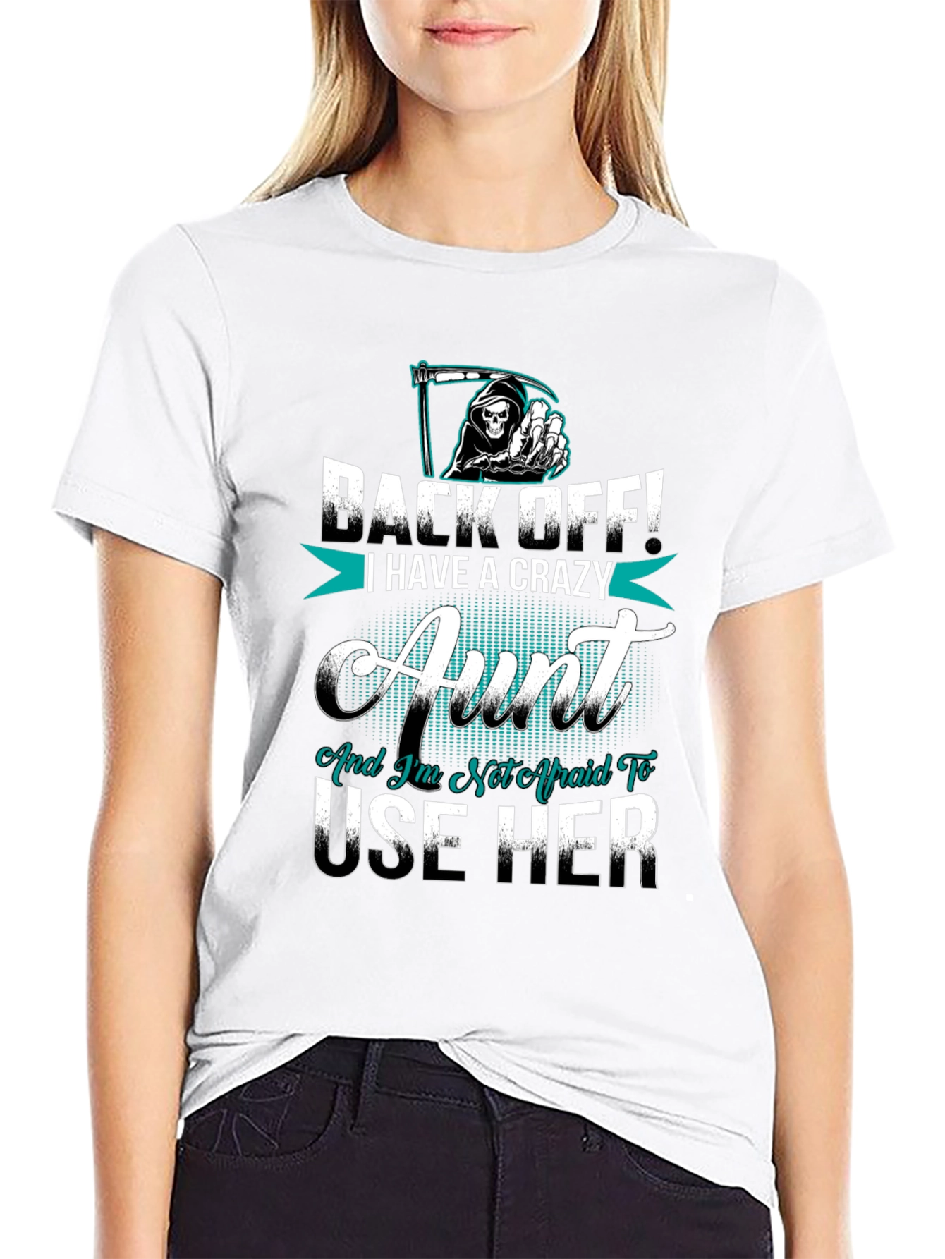 Black Crazy Aunt T-Shirt Novelty Graphic Tee view 9