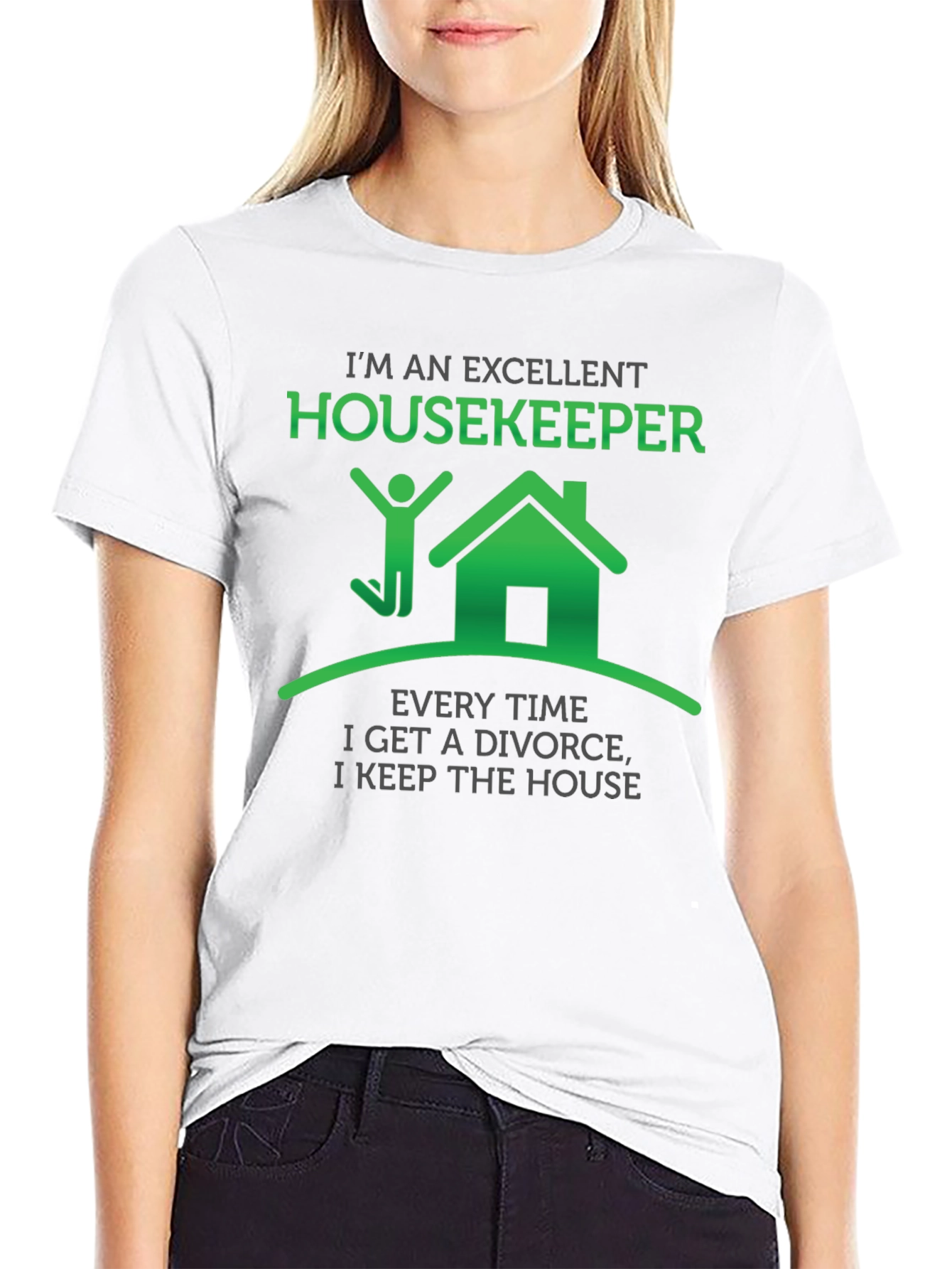 Black Excellent Housekeeper T-Shirt Funny Divorce Gift view 9