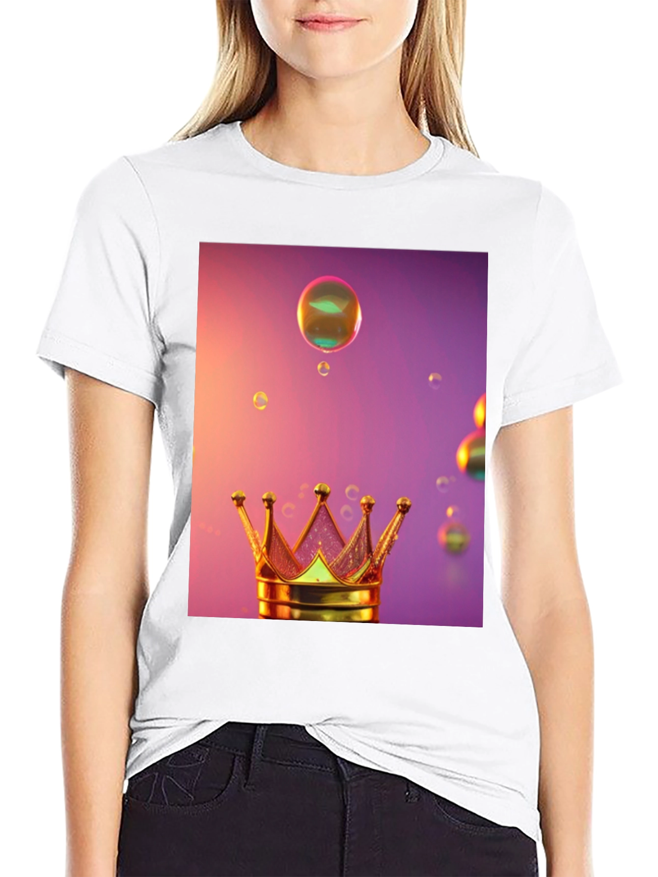 Black Crown and Bubbles Graphic Tee view 9