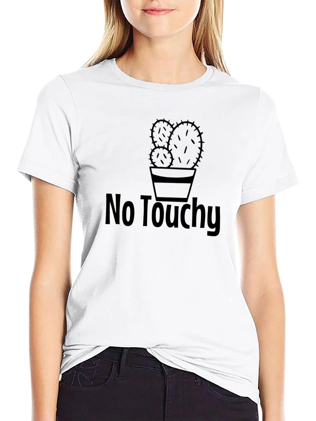 Black No Touchy Cactus Graphic T-Shirt view 9