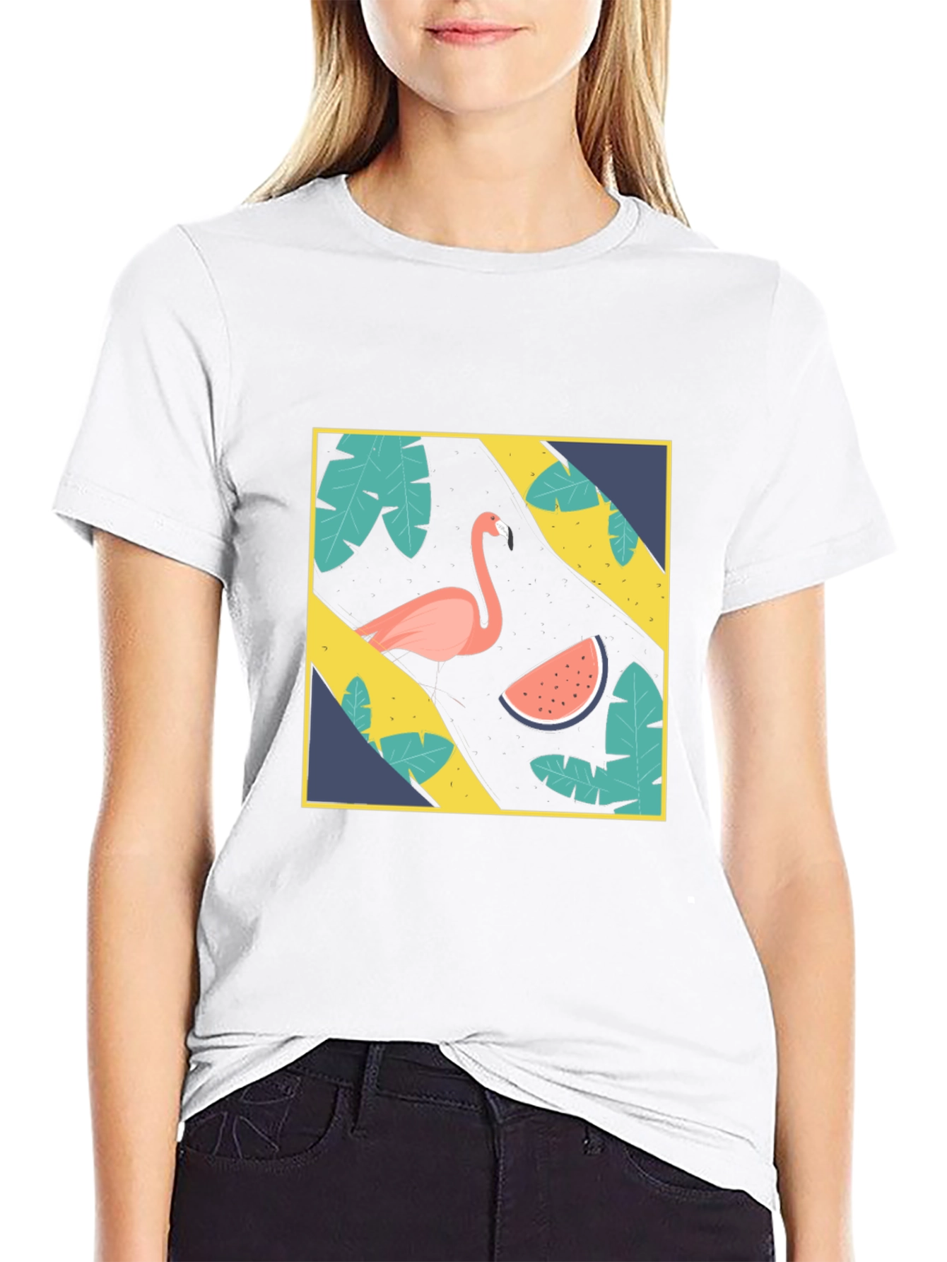 Black Tropical Flamingo Graphic Tee view 9