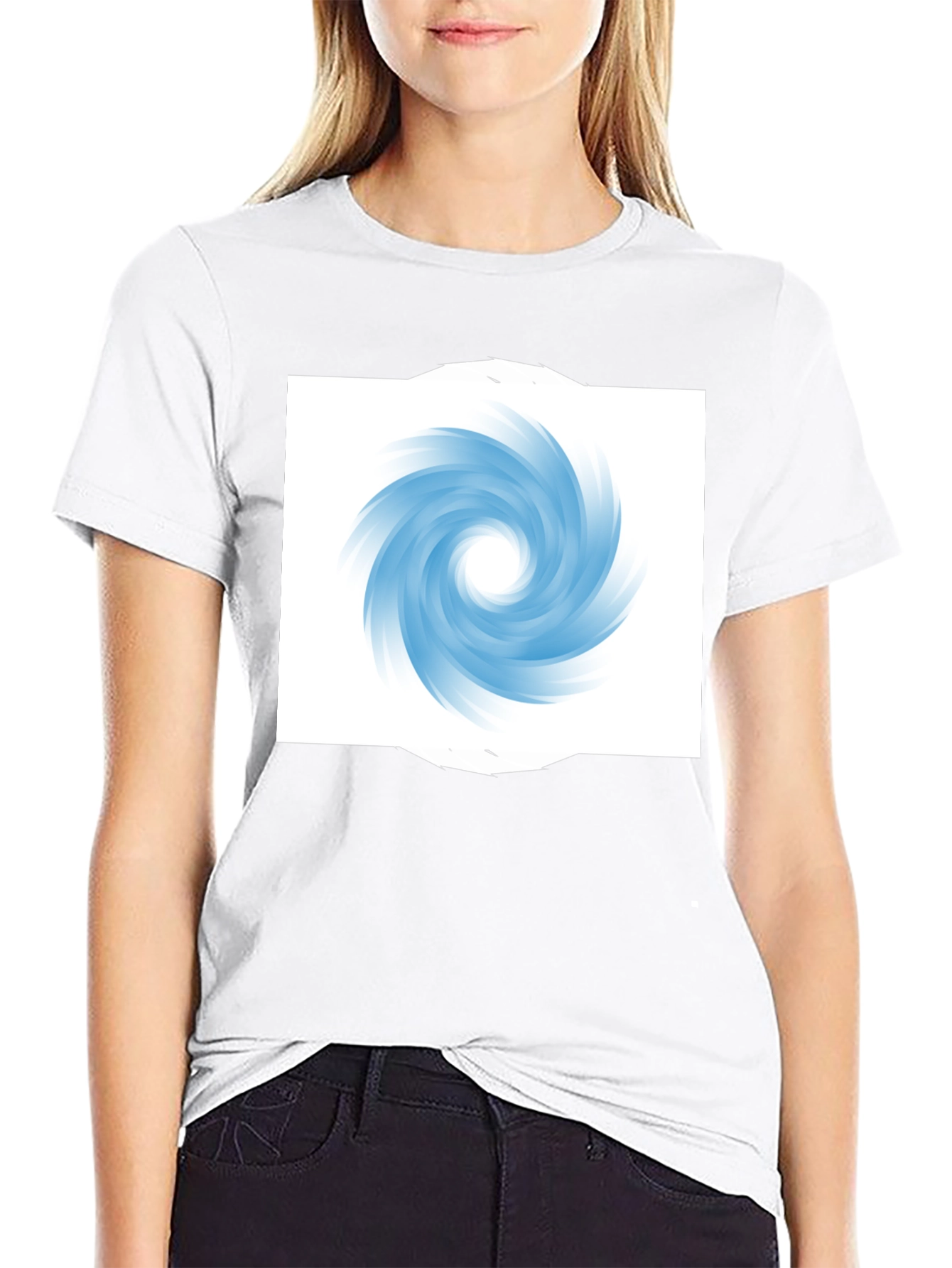 Black Black T-Shirt with Abstract Swirl Design view 9